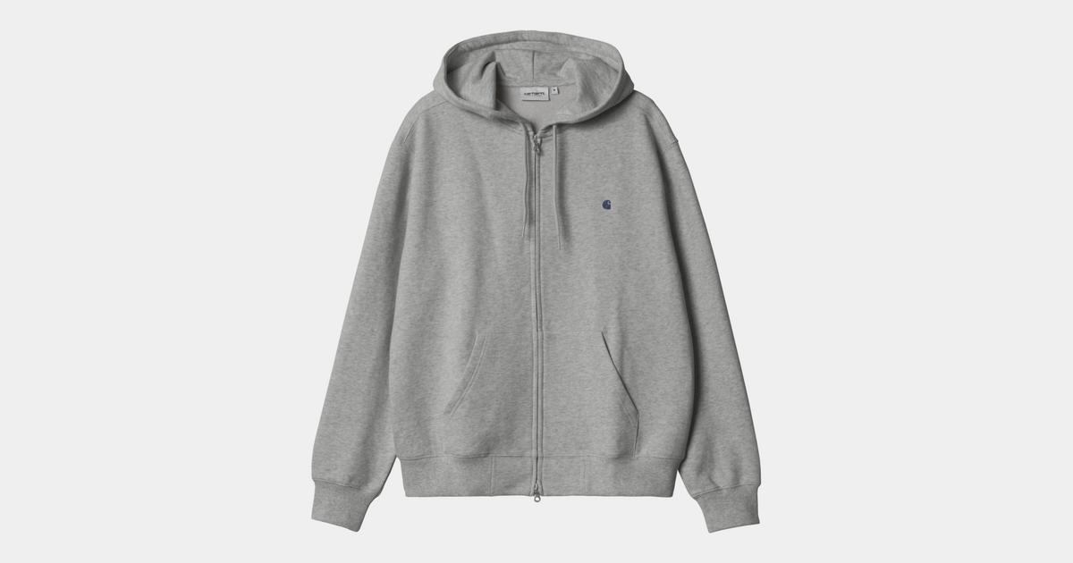 ★ドイツ発*carhartt WIP*新作*Madison ZIPフーディ/GREY★ Carhartt WIP Hooded Madison Jacket, Grey Heather/Dark Navy