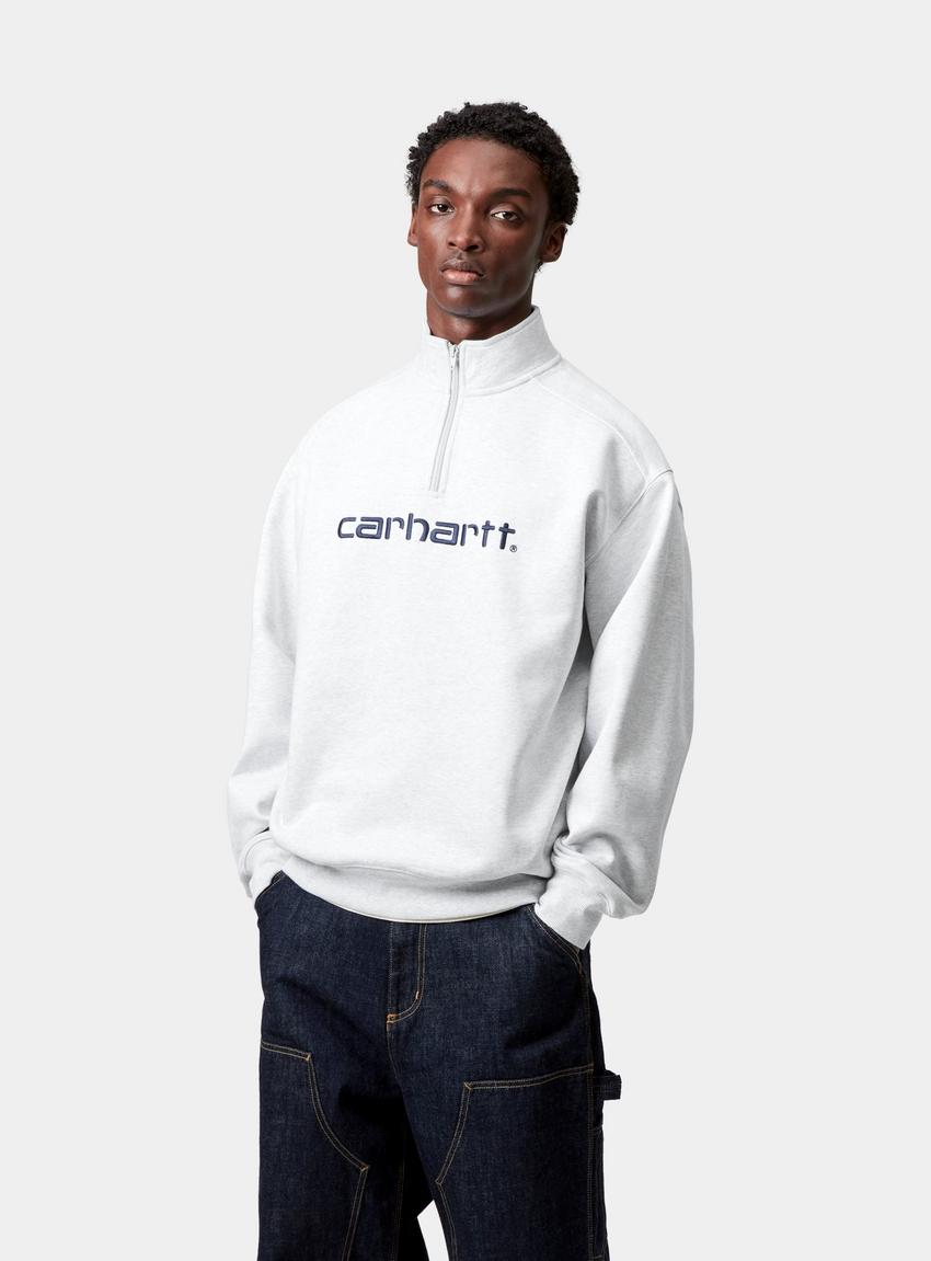 ★ドイツ発*carhartt WIP*新作*Script Half Zip スウェット/BL★ Carhartt WIP Script Half Zip Sweatshirt, Ash Heather/Dark