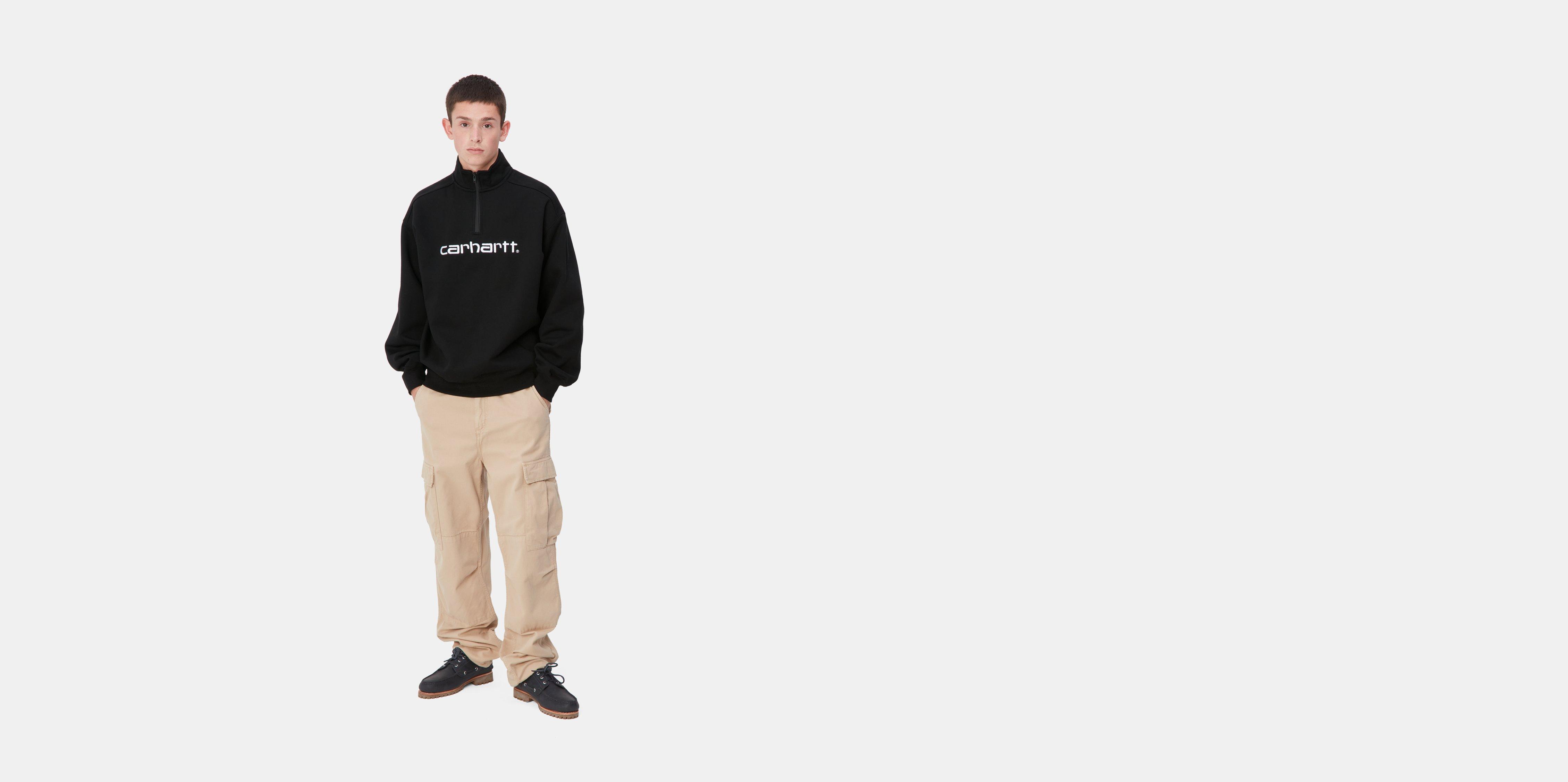 Carhartt WIP Script Half Zip Sweatshirt Black White Official Online Store