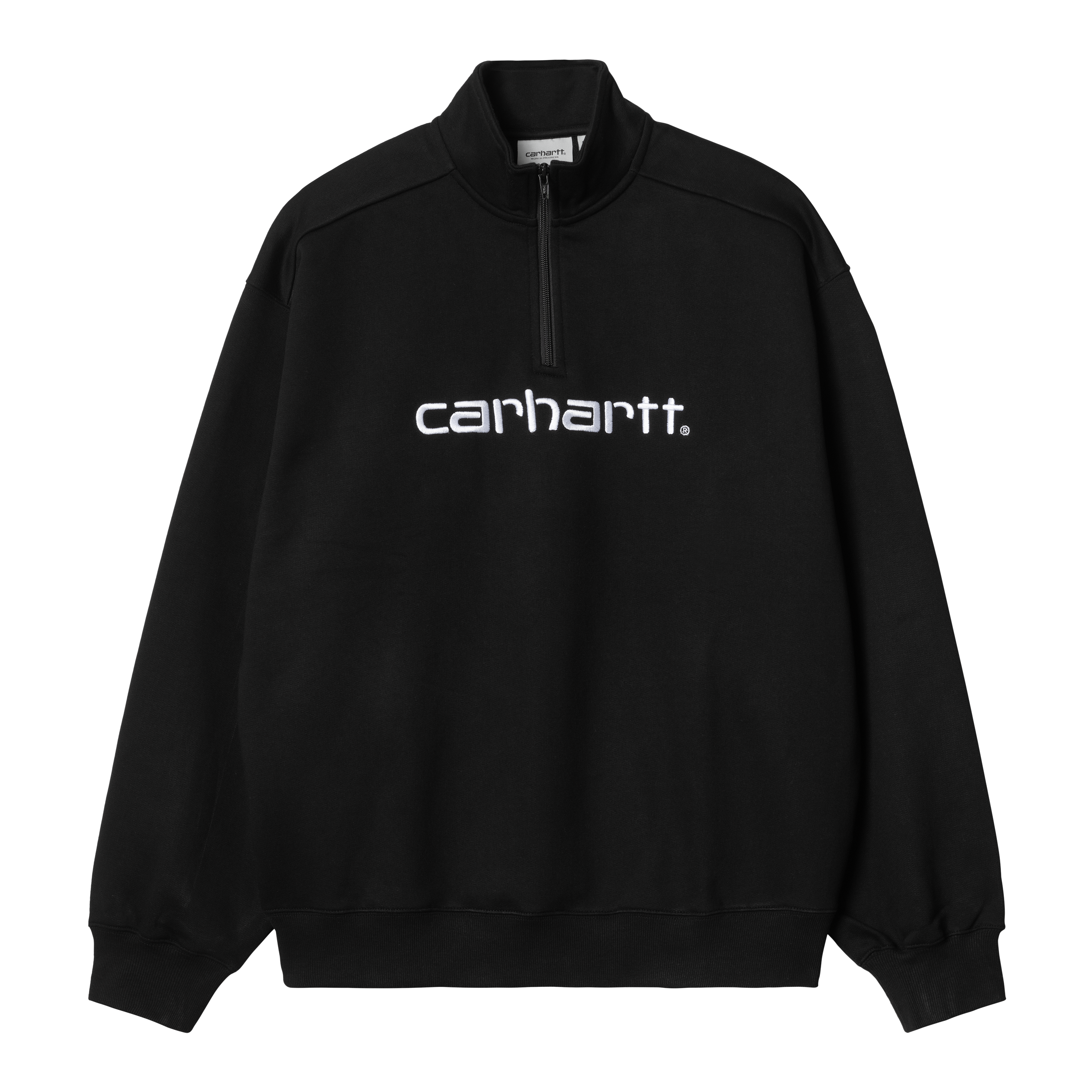 Carhartt WIP Script Half Zip Sweatshirt Black White Official Online Store