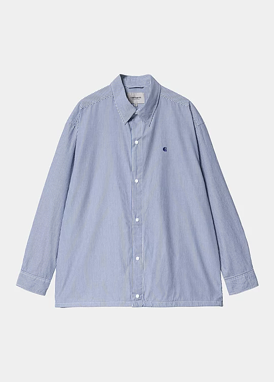 Carhartt WIP Long Sleeve Asher Shirt in Blu
