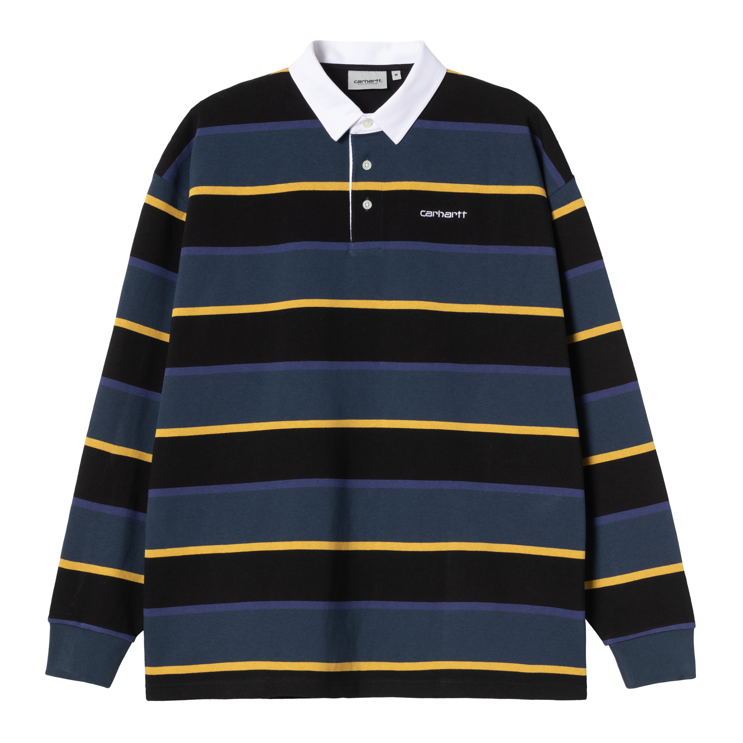 【carhartt】\"L/S Archie\"ボーダー ラガーシャツポロシャツ/blue carhartt】L/S Archieボーダー ラガーシャツポロシャツ/blue