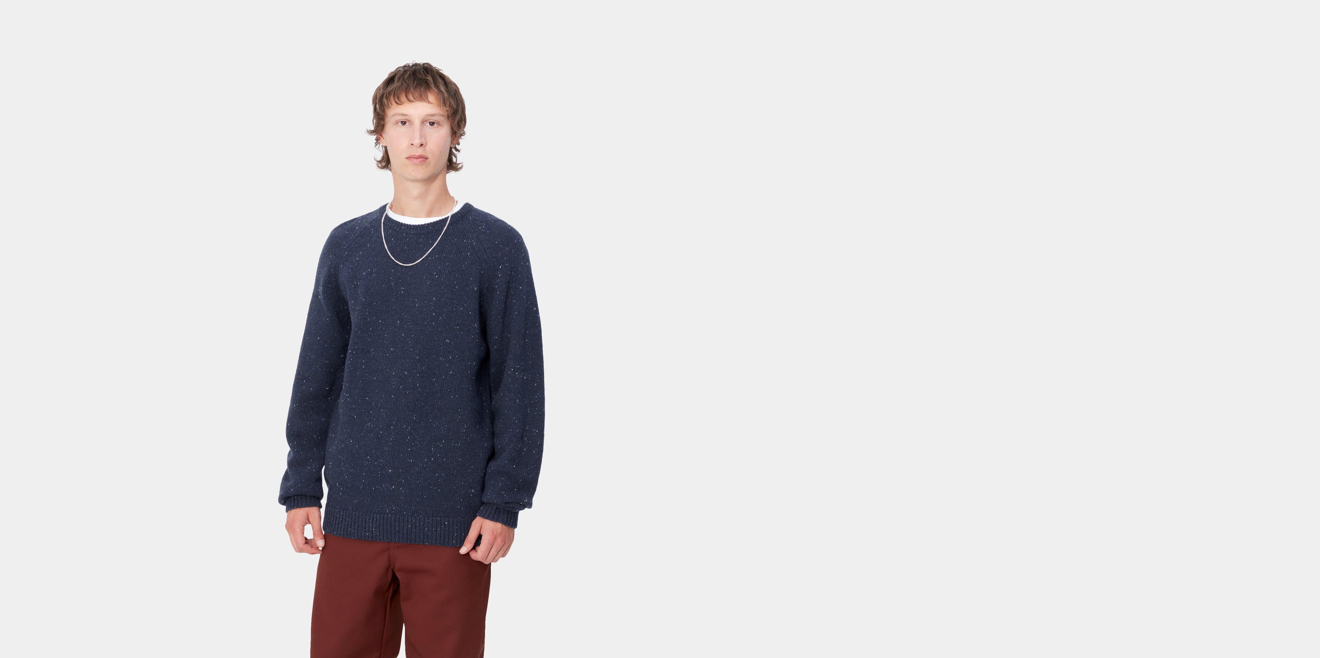 Carhartt WIP Anglistic Sweater Speckled Air Force Blue Official Online Store