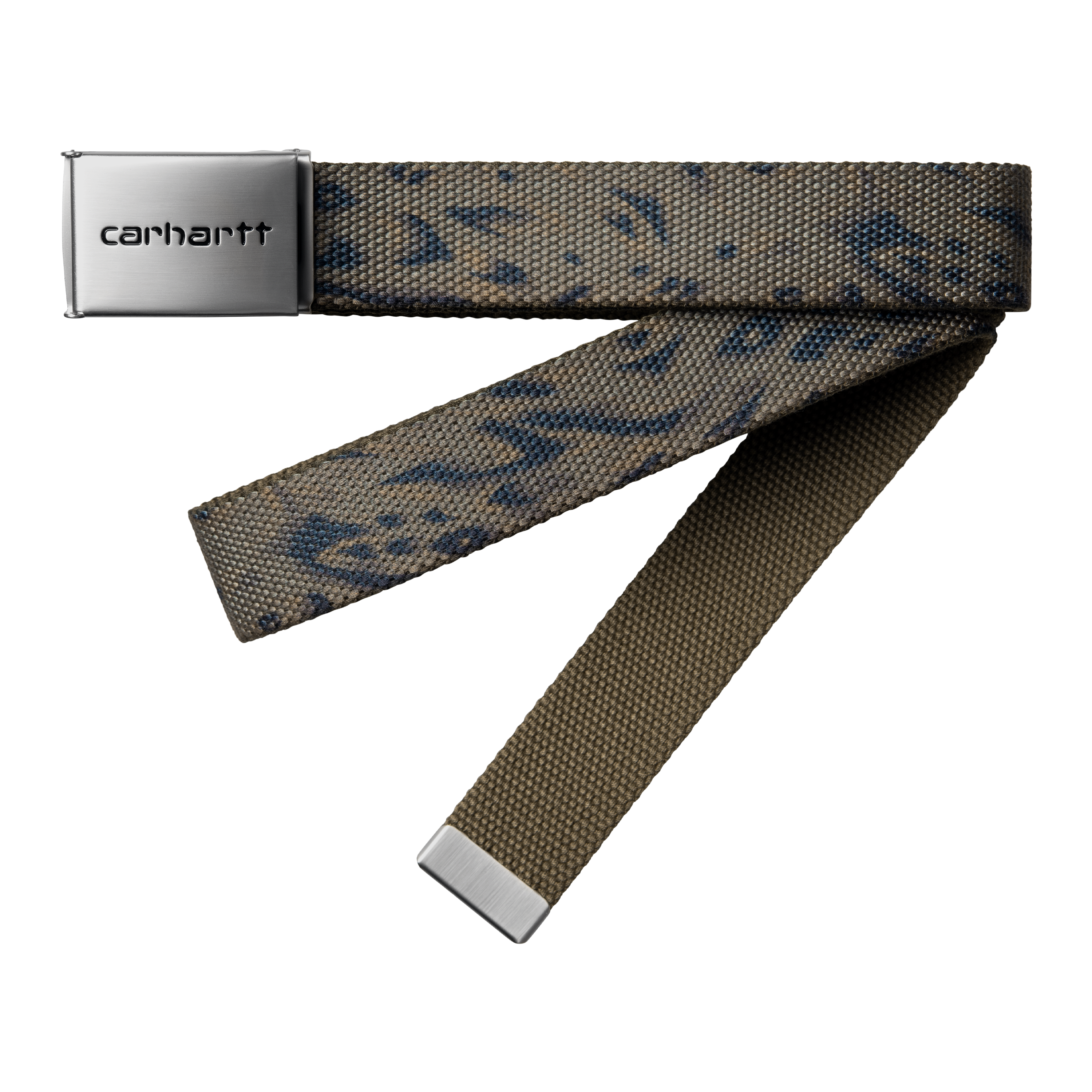Carhartt WIP Clip Belt Chrome Duck Feather Print, Cypress | green