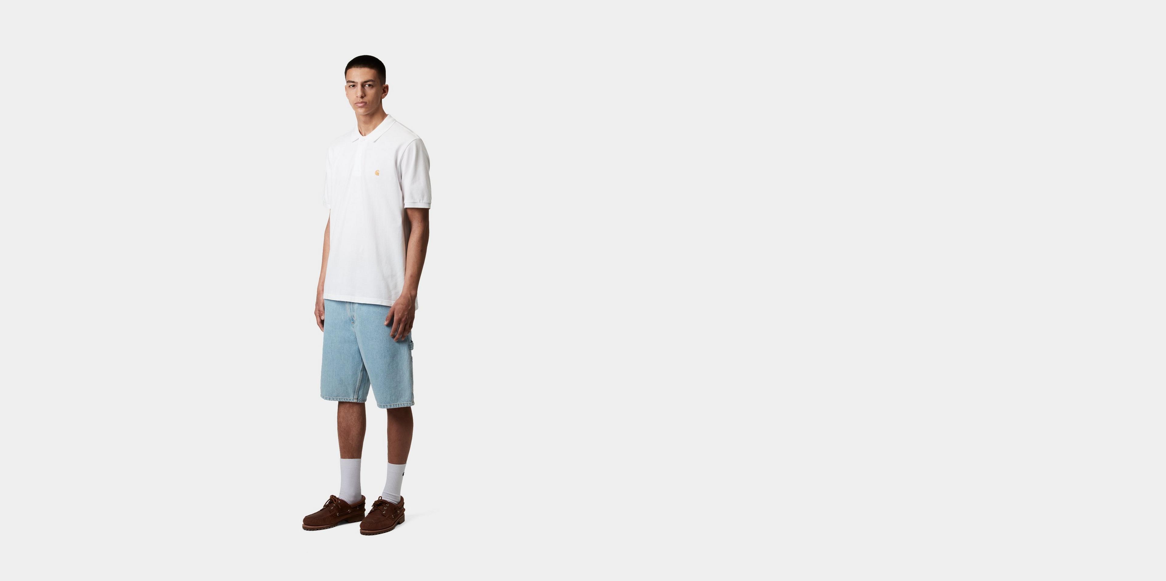 Carhartt WIP S/S Chase Pique Polo, White / Gold | Tienda oficial