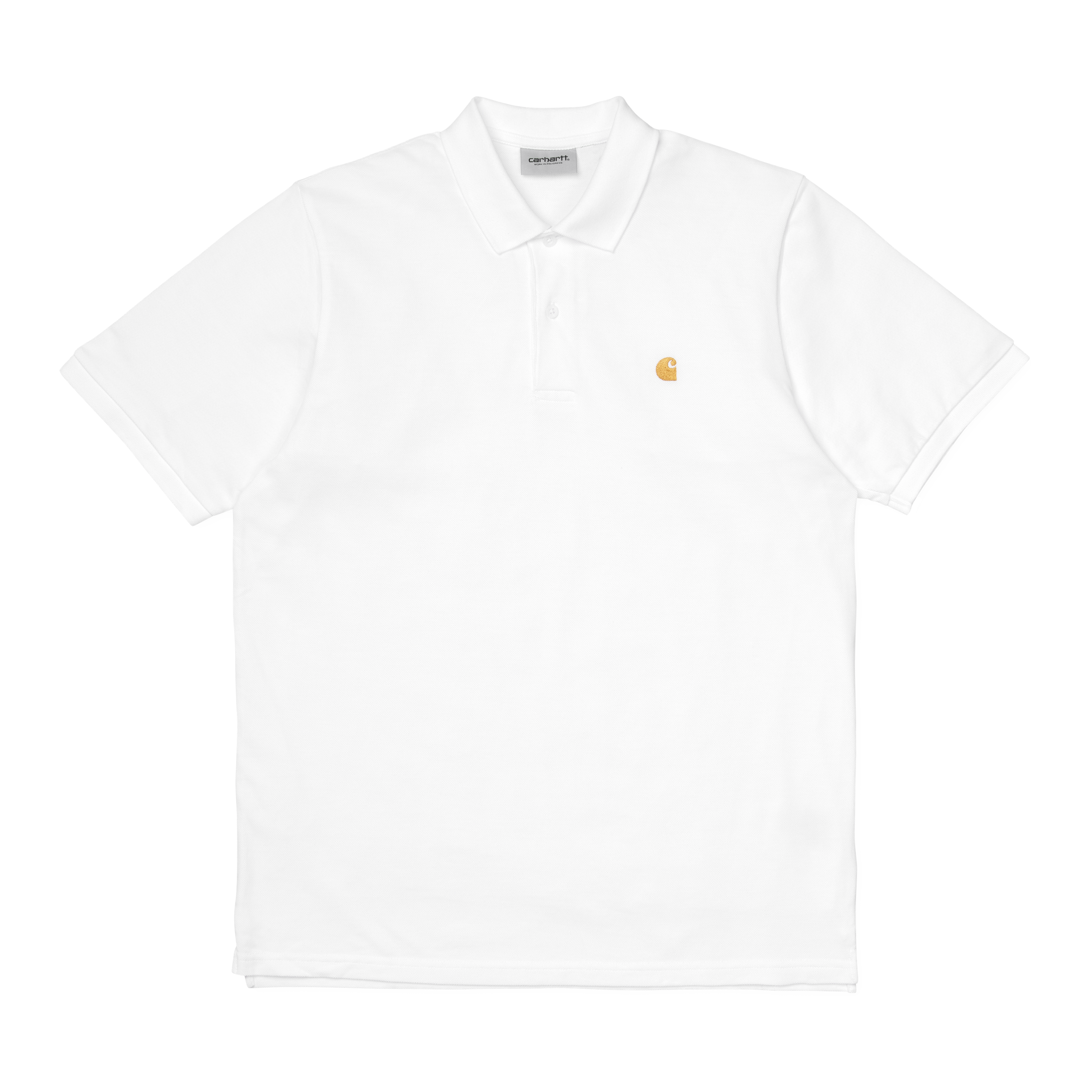 Carhartt WIP Short Sleeve Chase Pique Polo in White