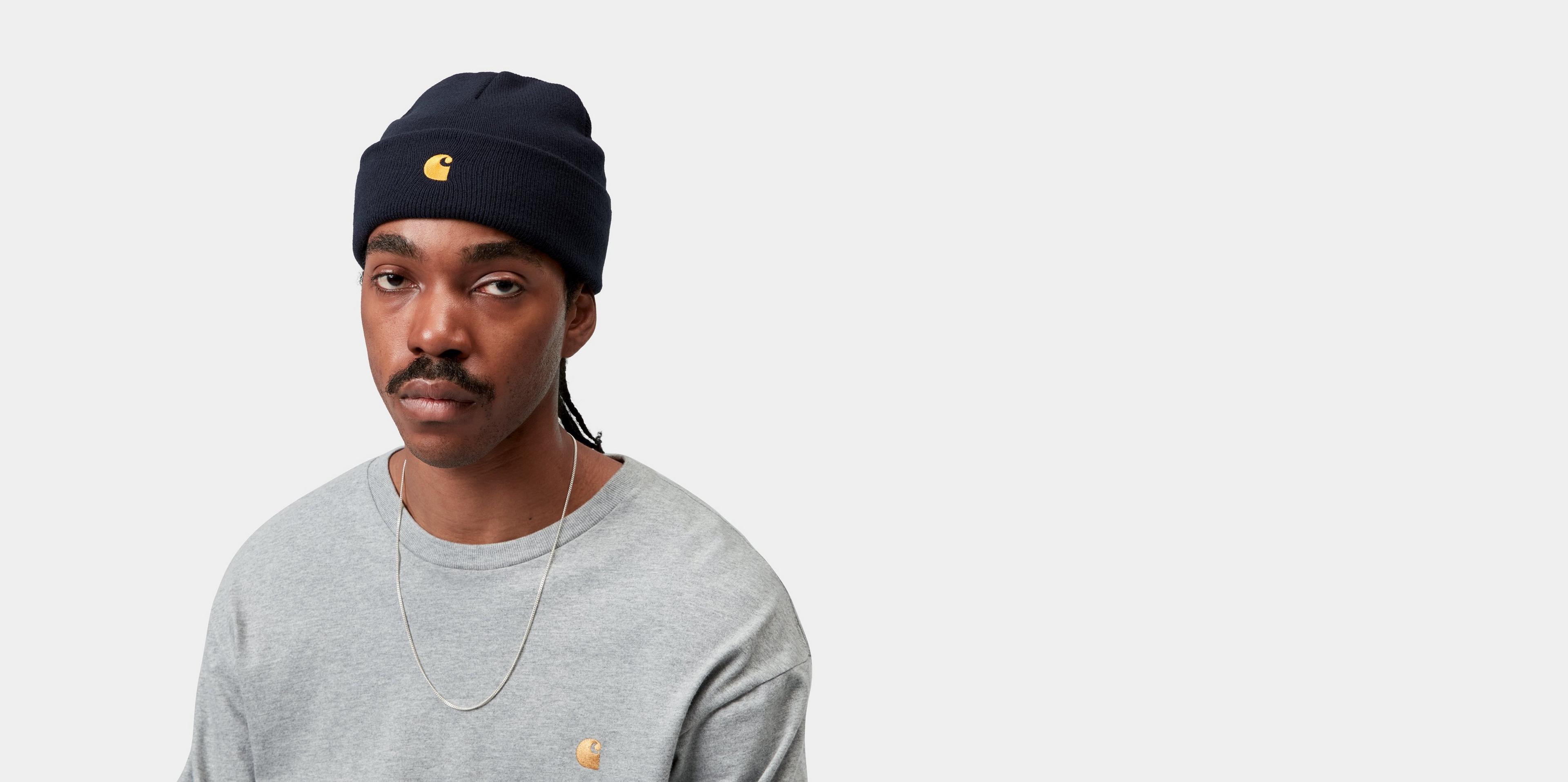 Carhartt WIP Chase Beanie, Dark Navy / Gold | Official Online Store
