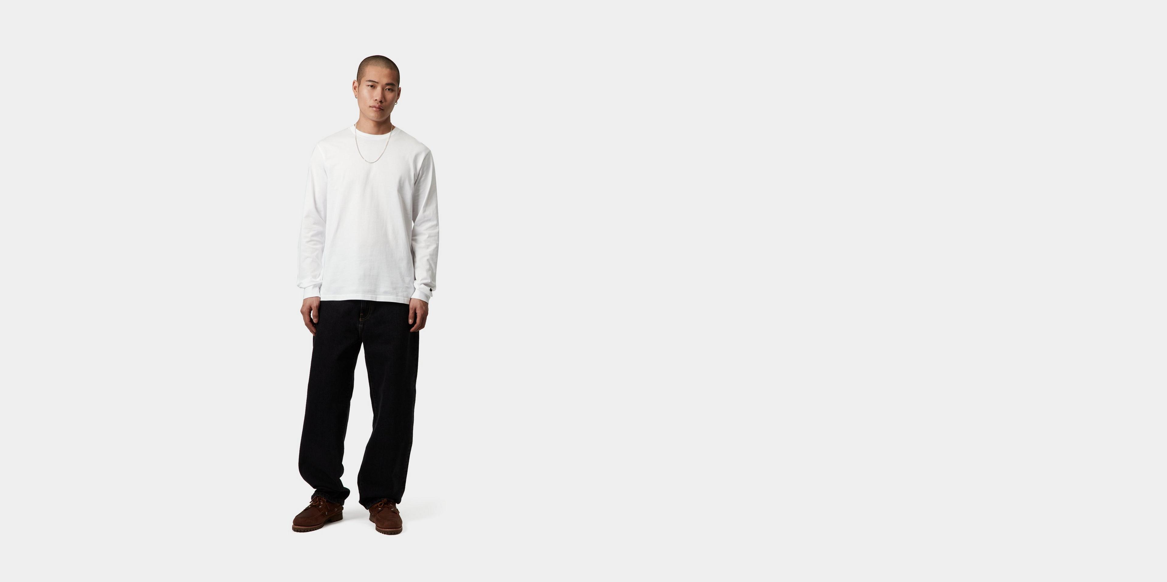 Carhartt WIP L/S Base T-Shirt, White / Black | Official