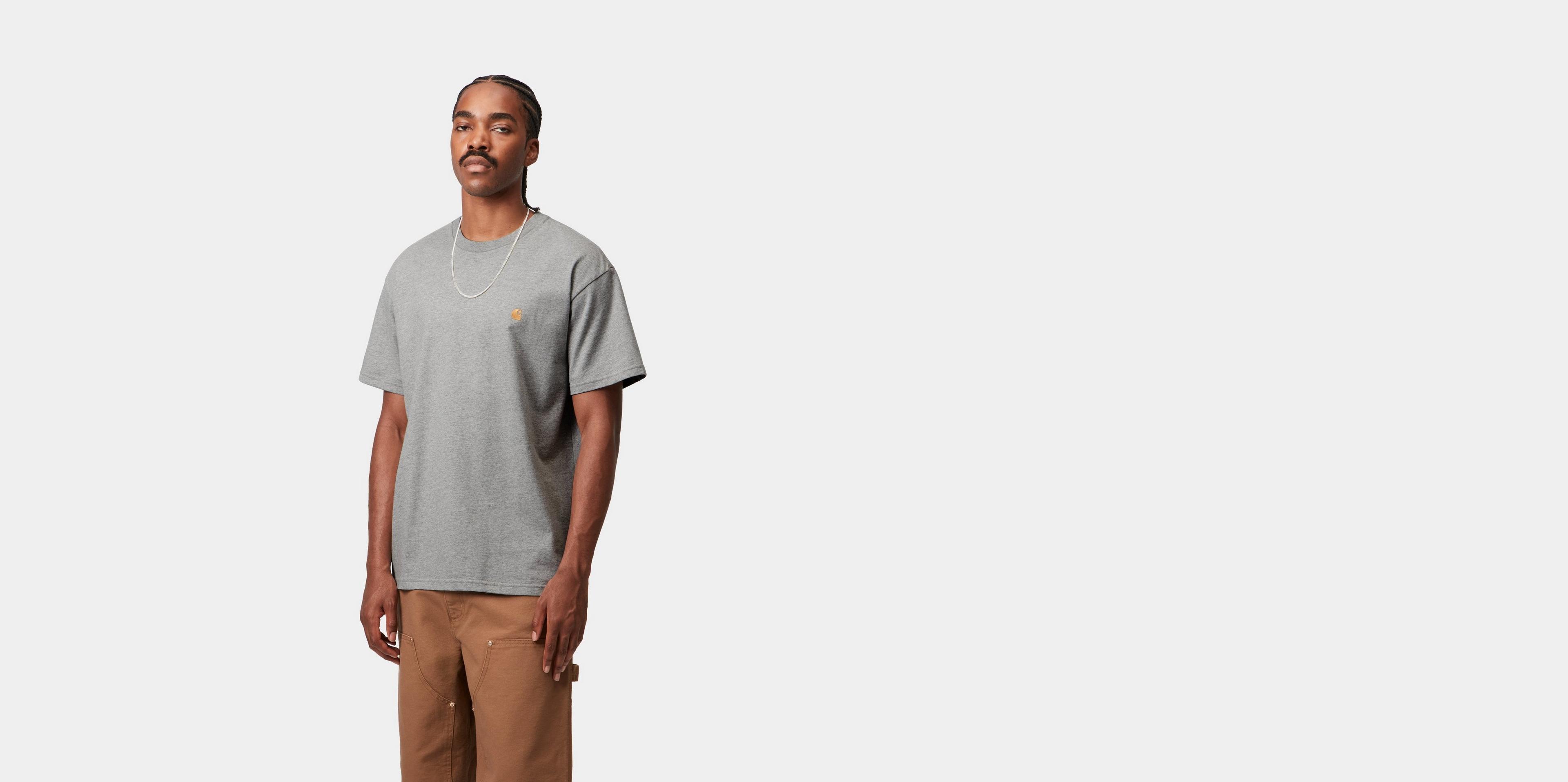 Carhartt WIP S/S Chase T-Shirt, Grey Heather / Gold | Official