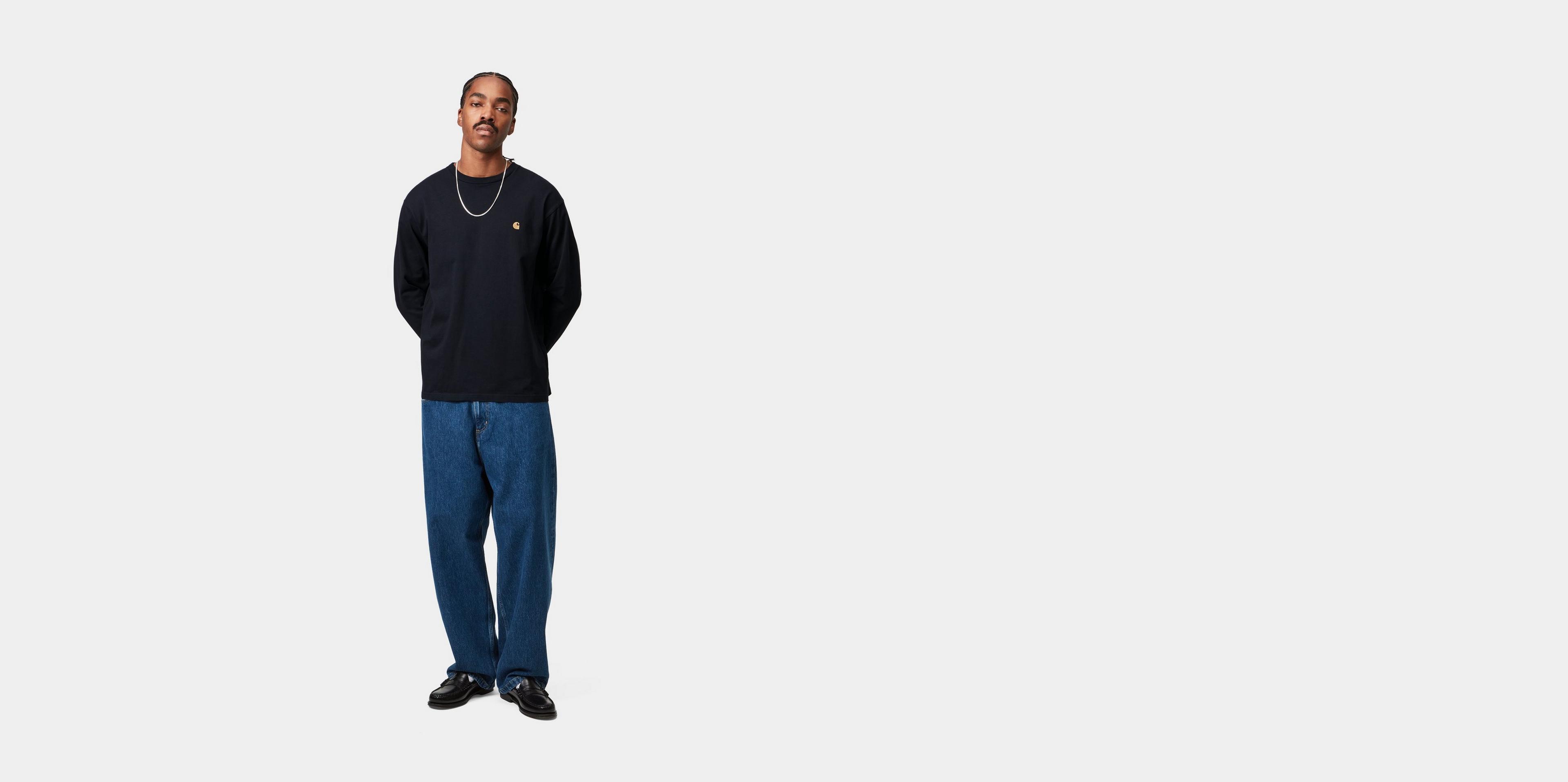 Carhartt WIP L/S Chase T-Shirt, Dark Navy / Gold | Official