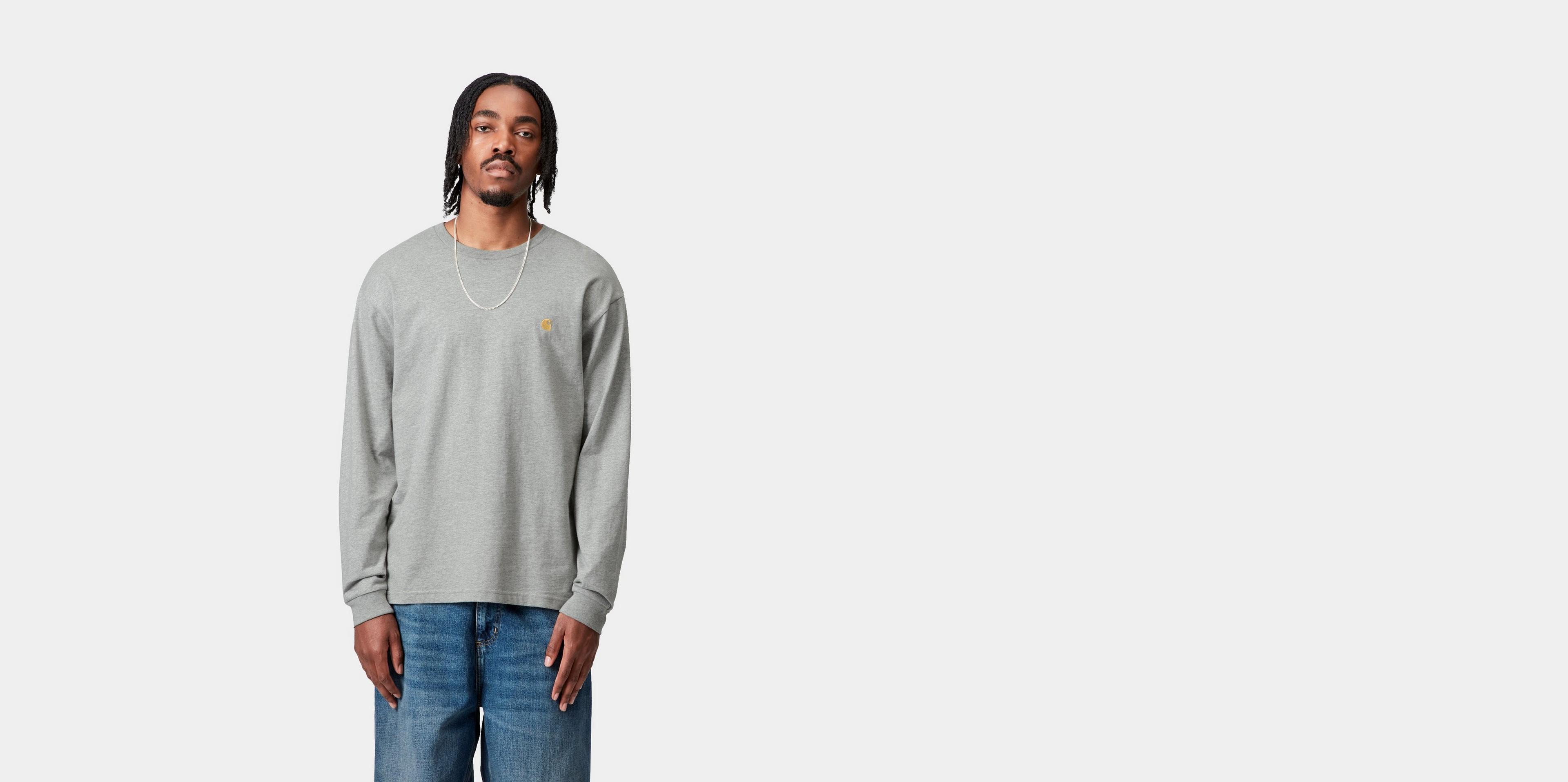 Carhartt WIP L/S Chase T-Shirt, Grey Heather / Gold