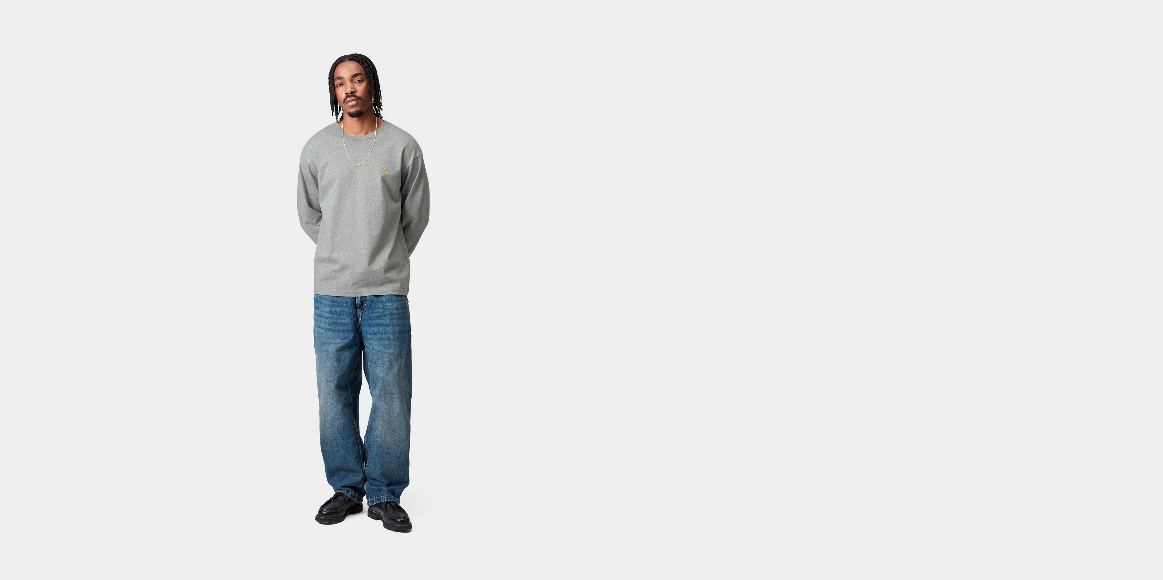 Carhartt WIP L/S Chase T-Shirt, Grey Heather / Gold