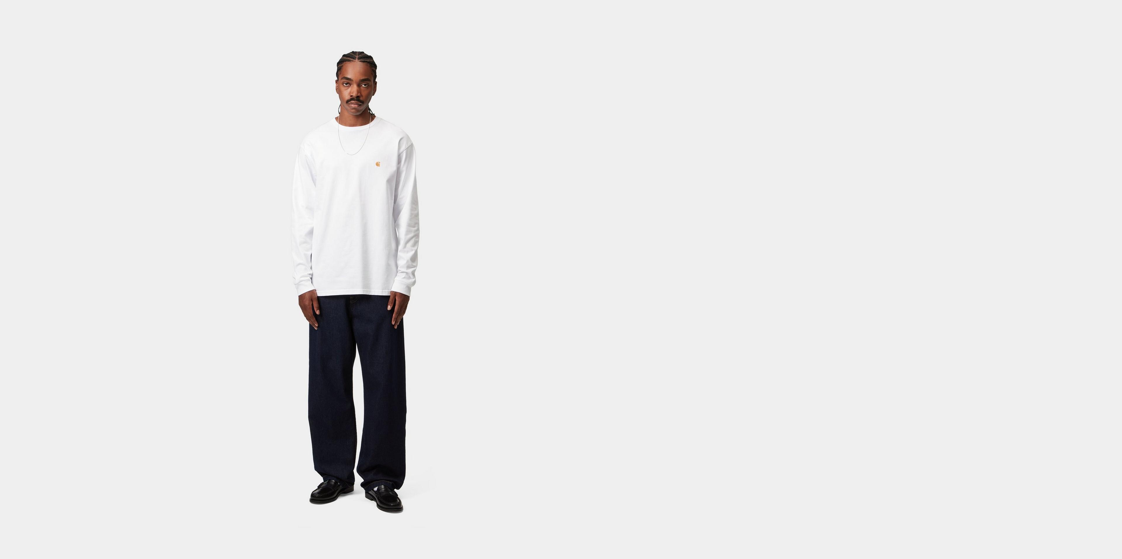 【関税&送料込】Carhartt Wip S S Chase White Cotton T-Shirt Carhartt WIP L/S Chase T-Shirt, Ash Heather / Gold