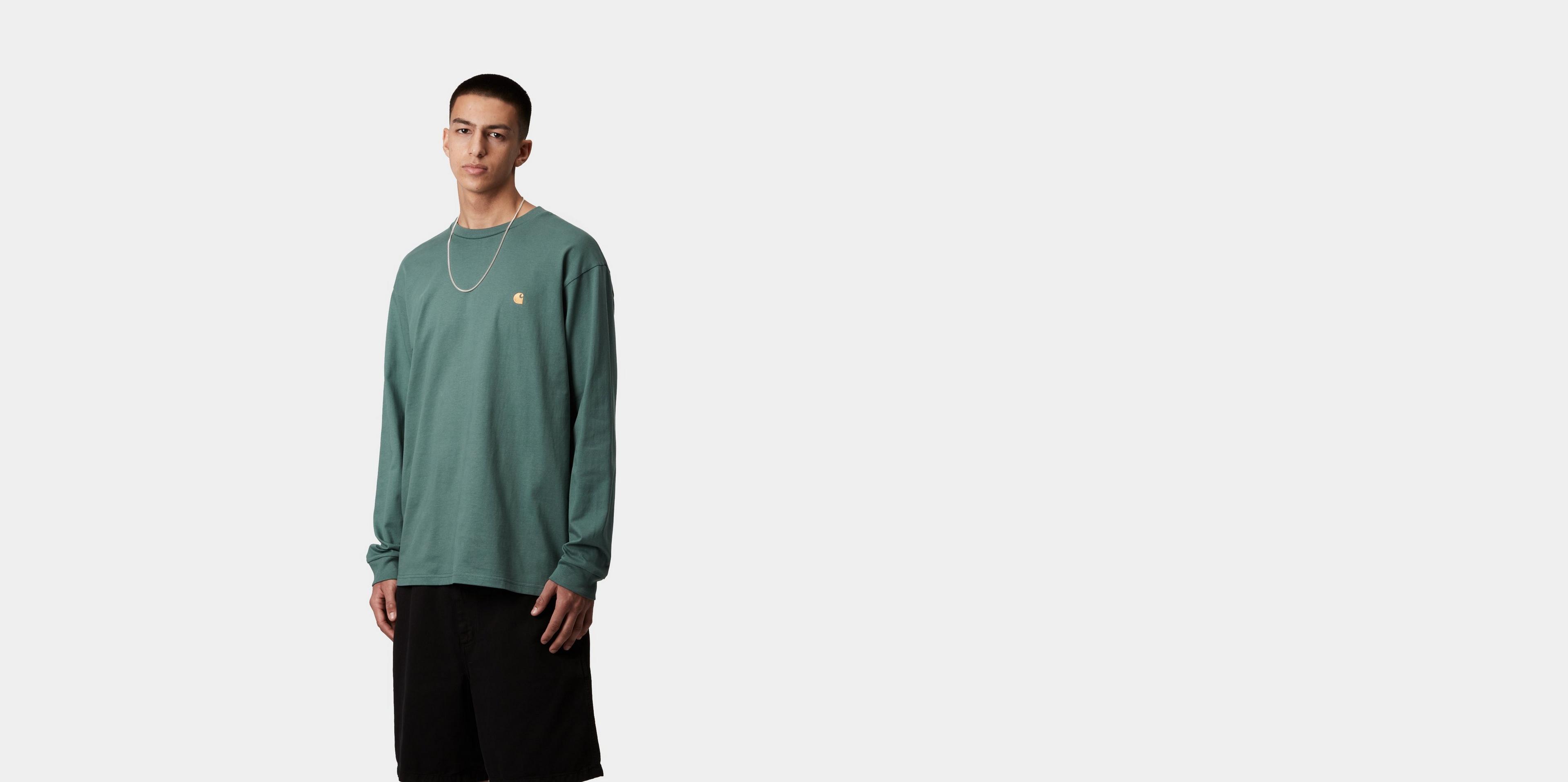 Carhartt WIP L/S Chase T-Shirt, Silver Pine / Gold