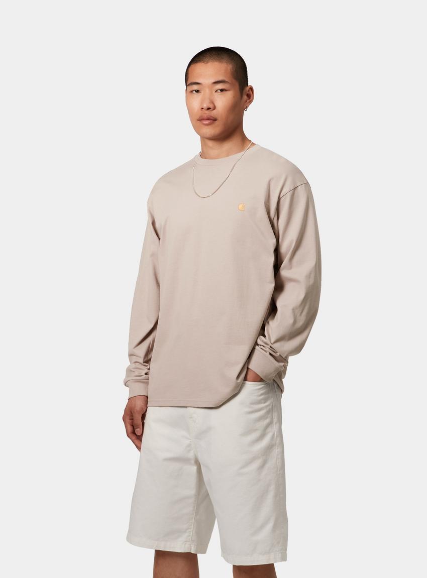 ★ドイツ発*carhartt WIP*新作*Chase 長袖Tシャツ/DUSTY H BROWN Carhartt WIP L/S Chase T-Shirt, Dusky Beige / Gold