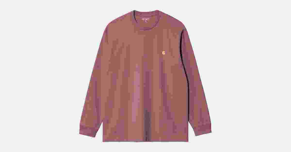 Carhartt WIP L/S Chase T-Shirt, Dusky Pink / Gold | Official Carhartt WIP L/S Chase T-Shirt, Dusky Pink / Gold | Official