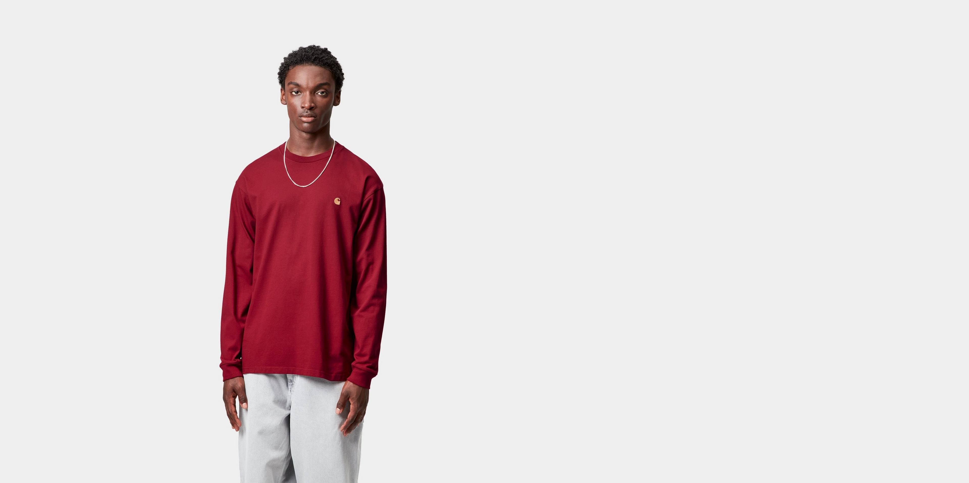 Carhartt WIP L/S Chase T-Shirt, Scarlet / Gold | Official