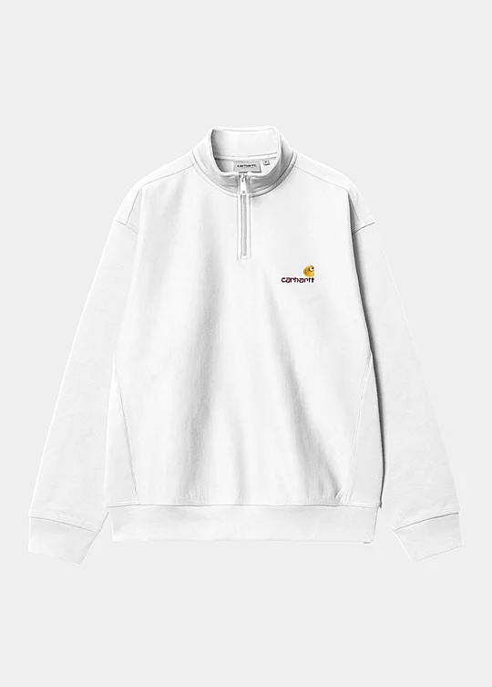 Carhartt WIP Half Zip American Script Sweatshirt in Bianco