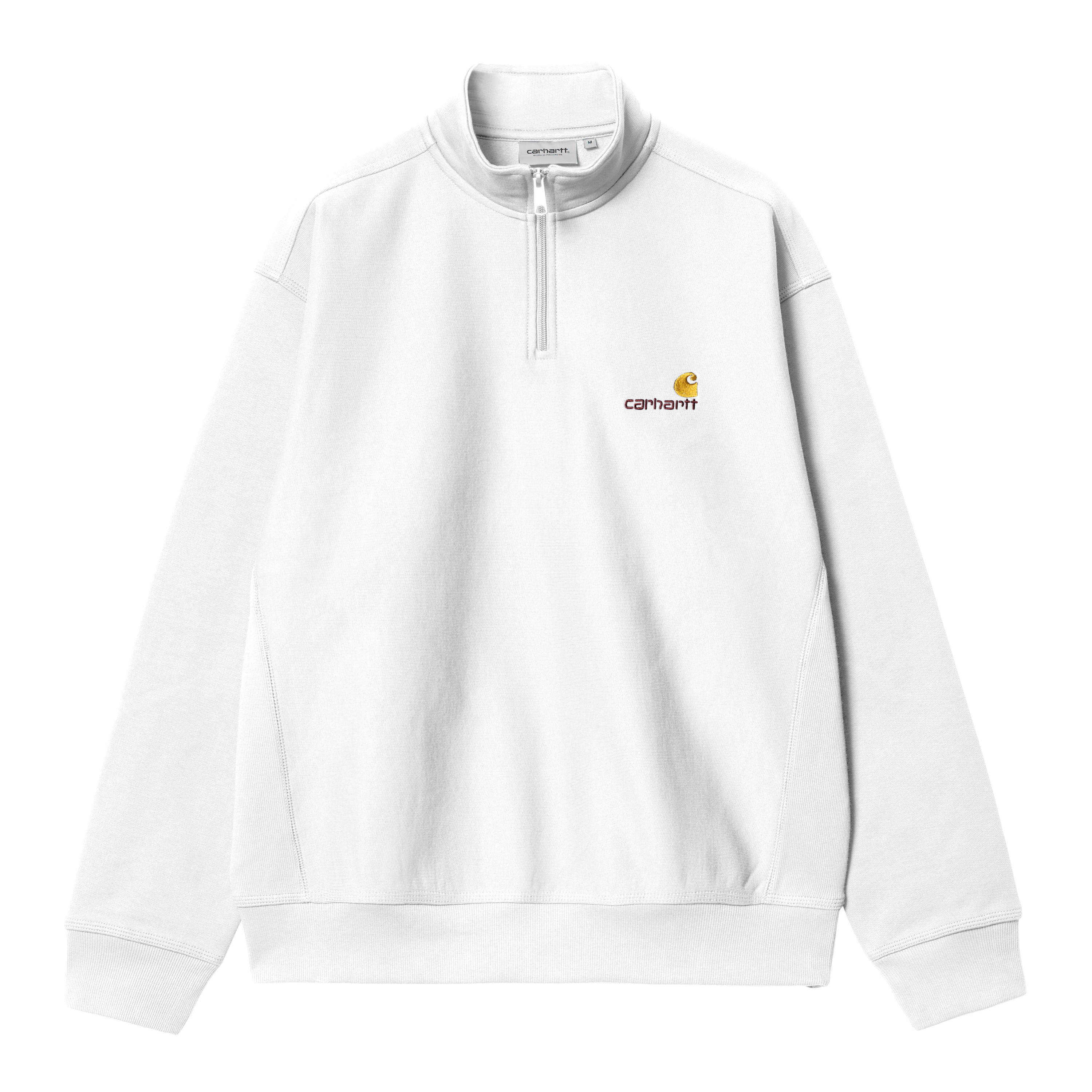 Carhartt WIP Half Zip American Script Sweatshirt in White