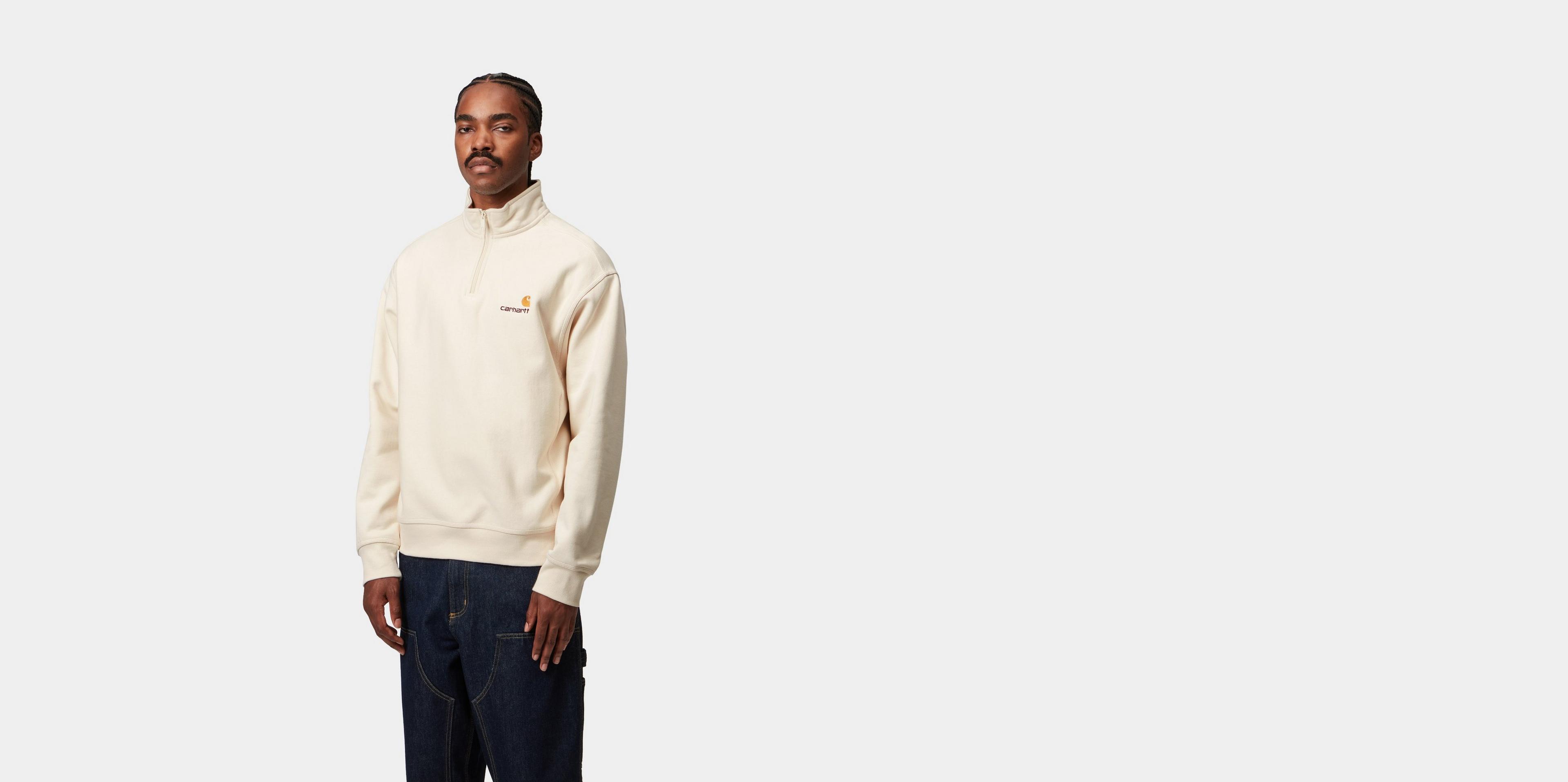 Carhartt WIP Half Zip American Script Sweatshirt, Natural