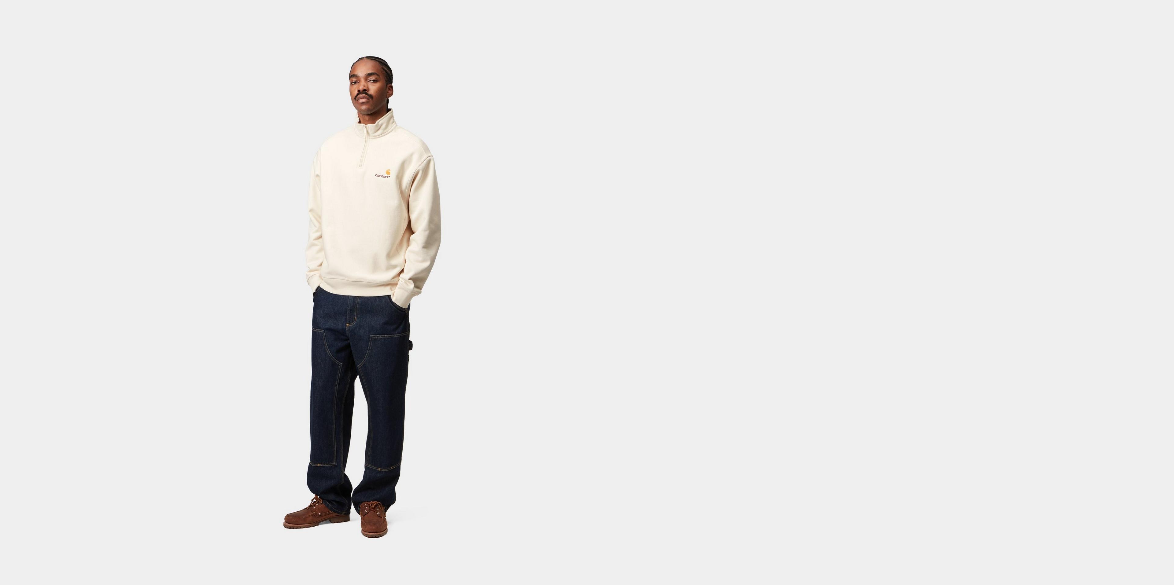Carhartt WIP Half Zip American Script Sweatshirt, Natural