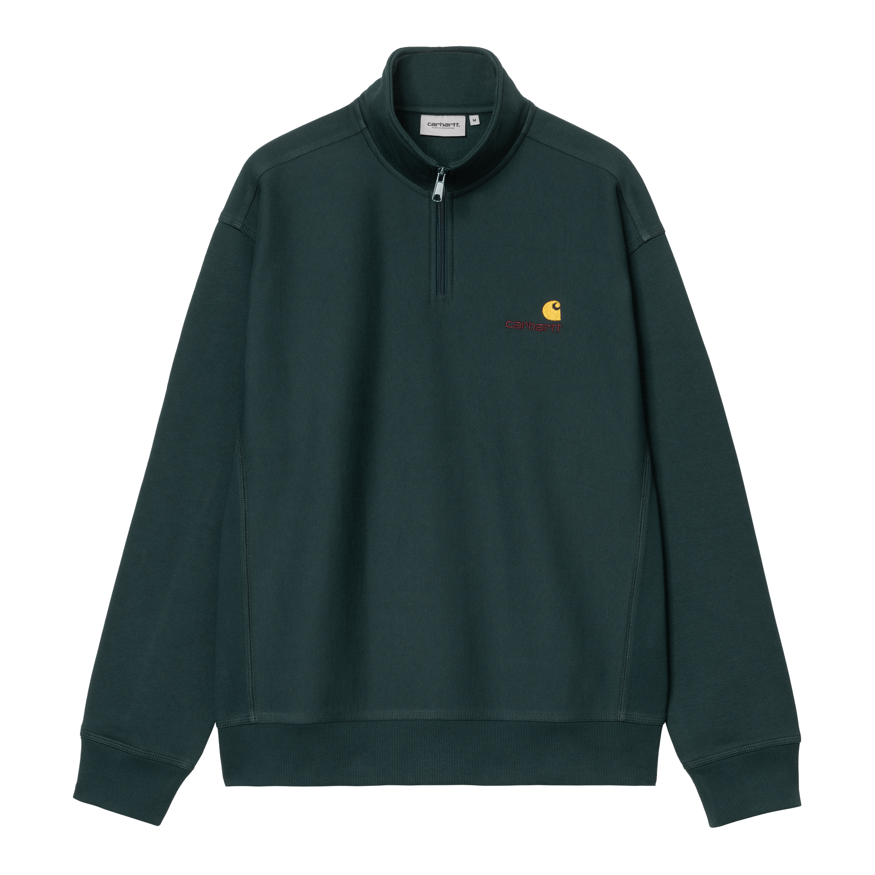 Carhartt WIP Half Zip American Script Sweatshirt in Green