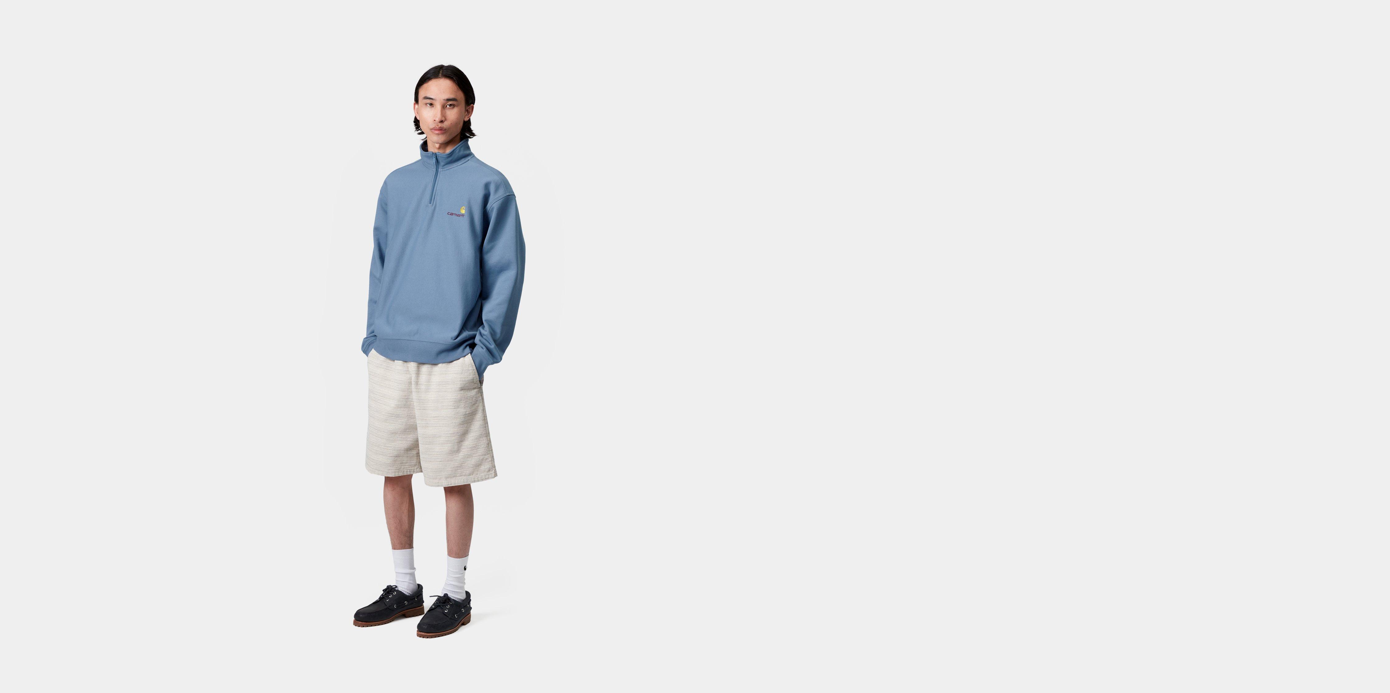 Carhartt WIP Half Zip American Script Sweatshirt in Blue