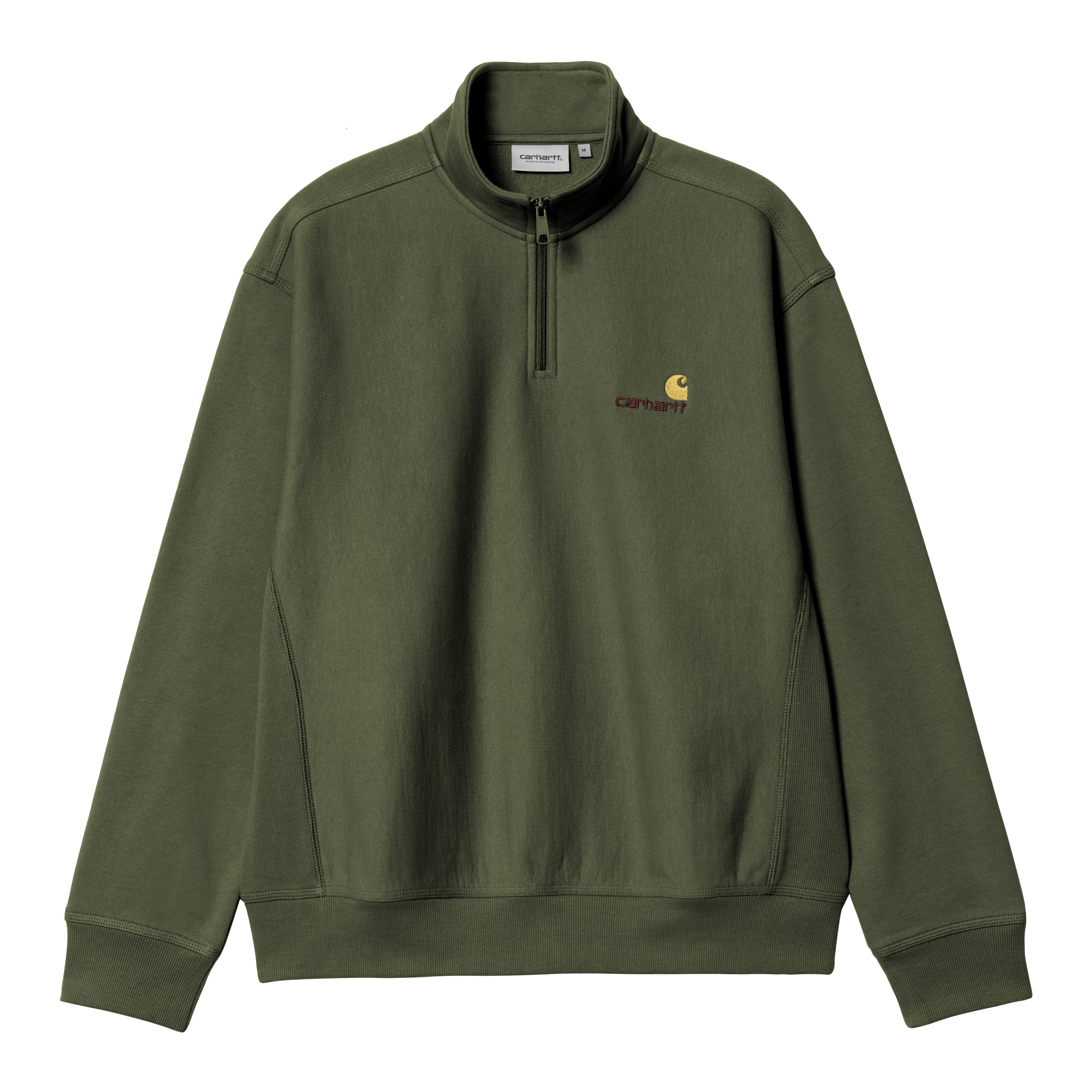 Carhartt WIP Half Zip American Script Sweatshirt in Verde