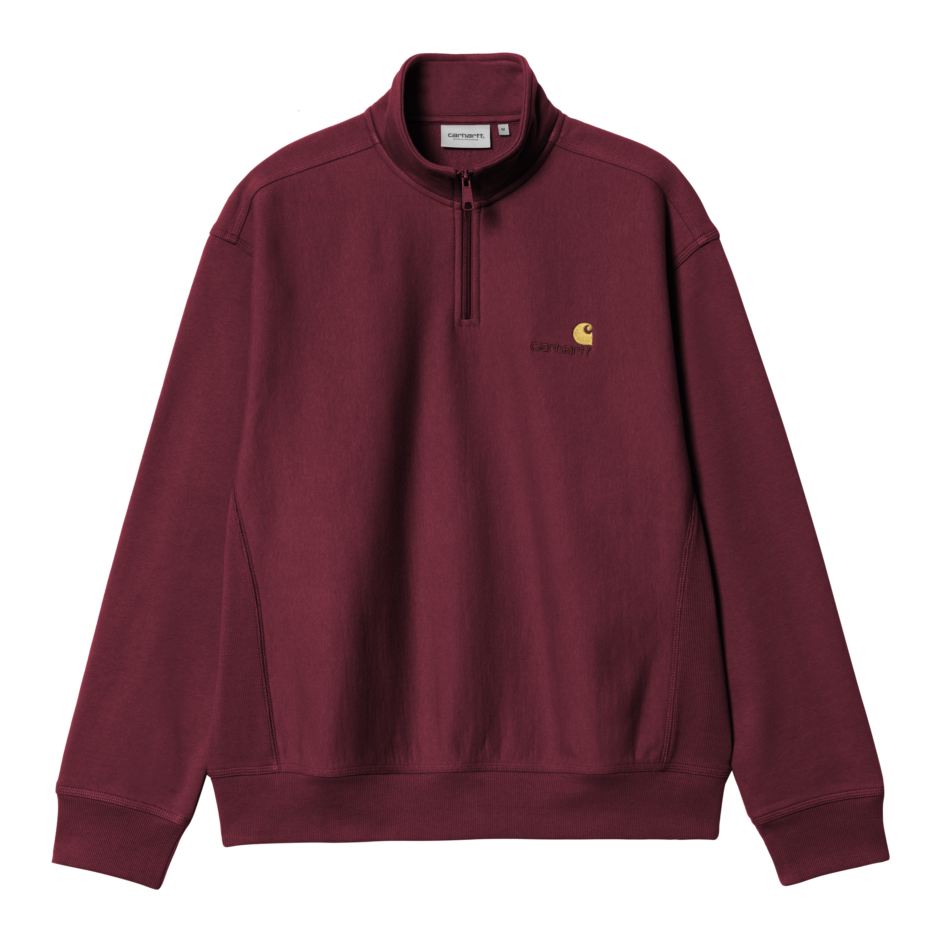 Carhartt WIP Half Zip American Script Sweatshirt in Rosso