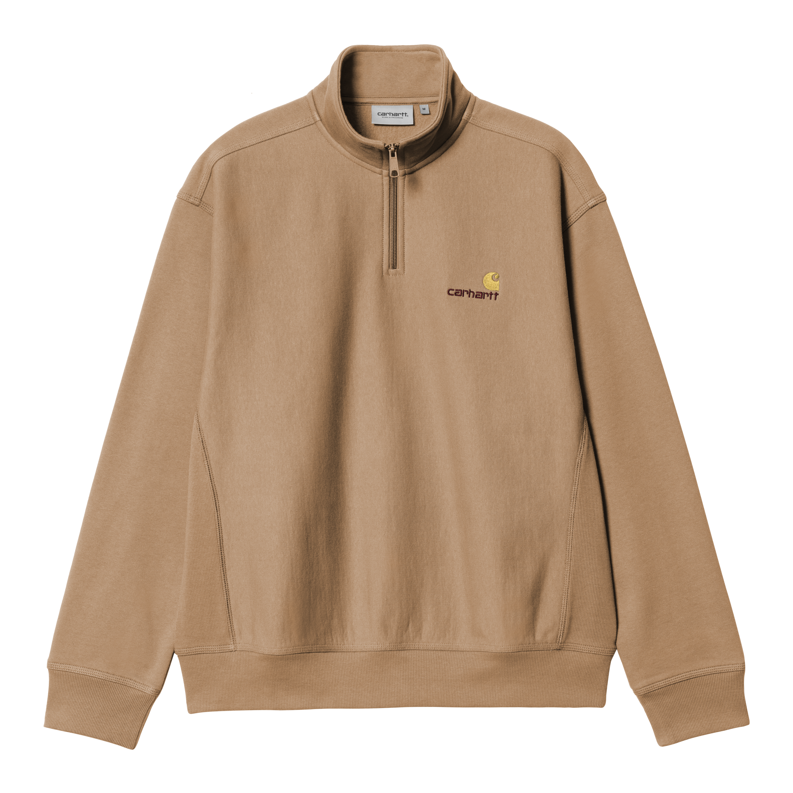 Carhartt WIP Half Zip American Script Sweatshirt in Braun