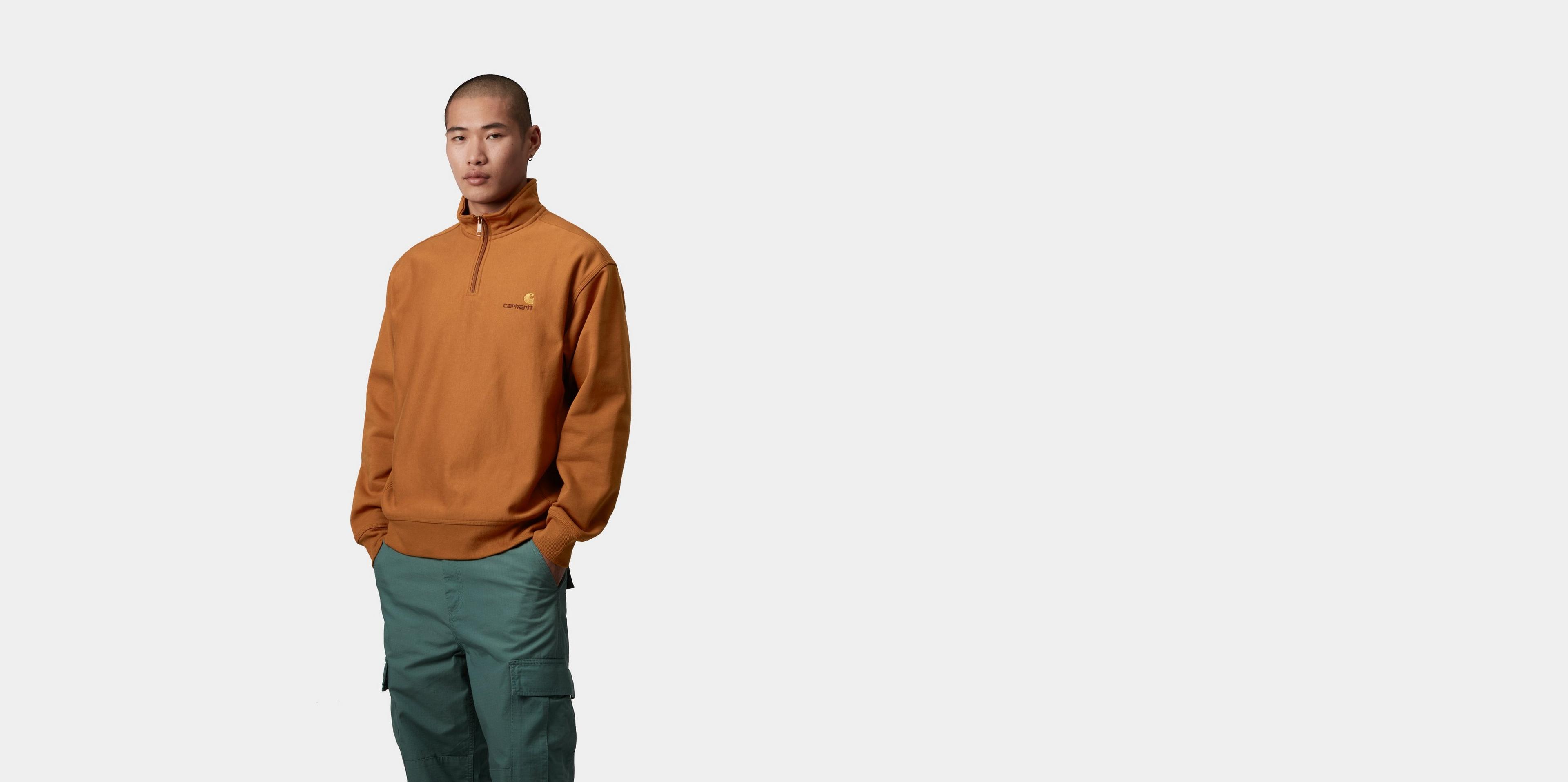 Carhartt WIP Half Zip American Script Sweatshirt, Sienna