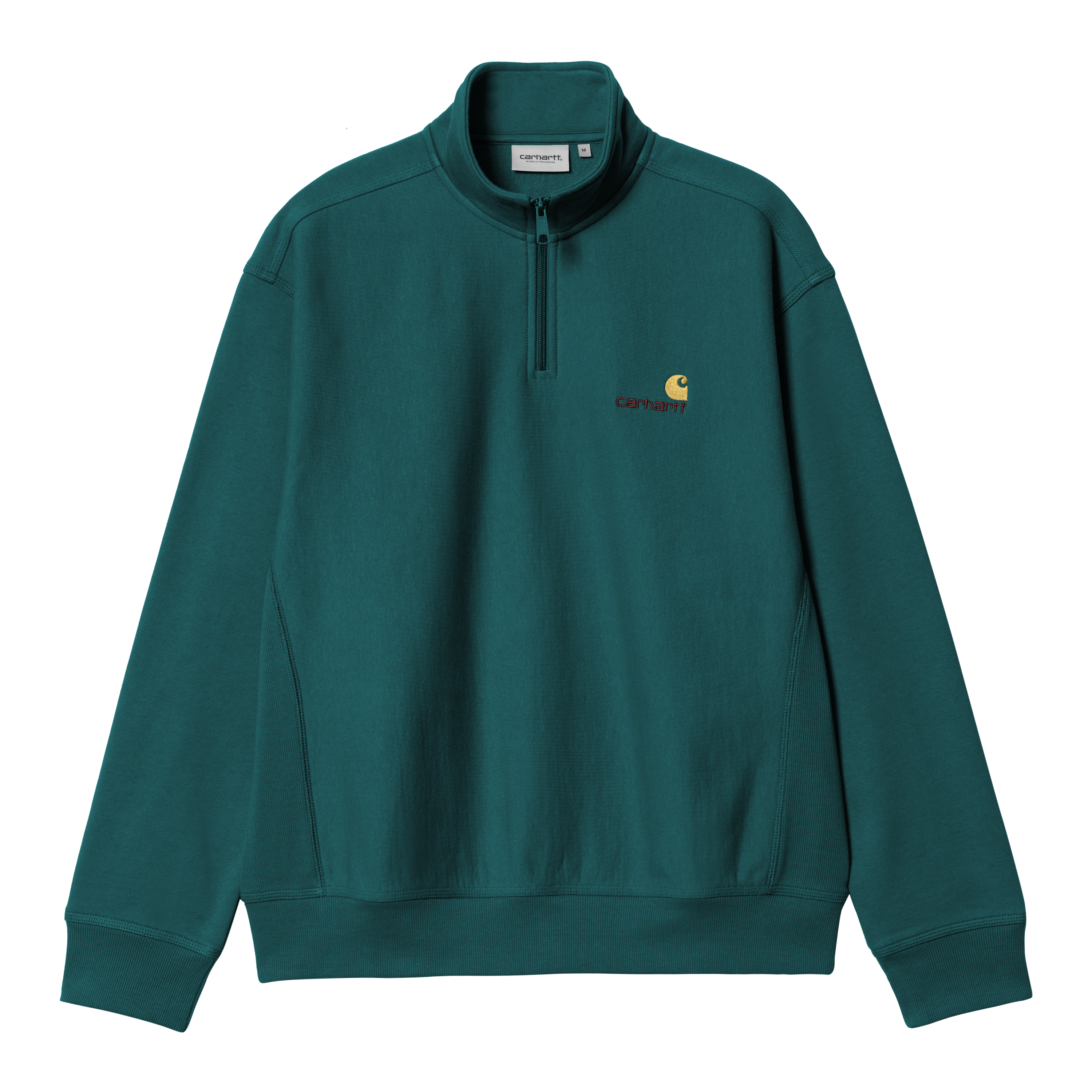 Carhartt WIP Half Zip American Script Sweatshirt en Verde