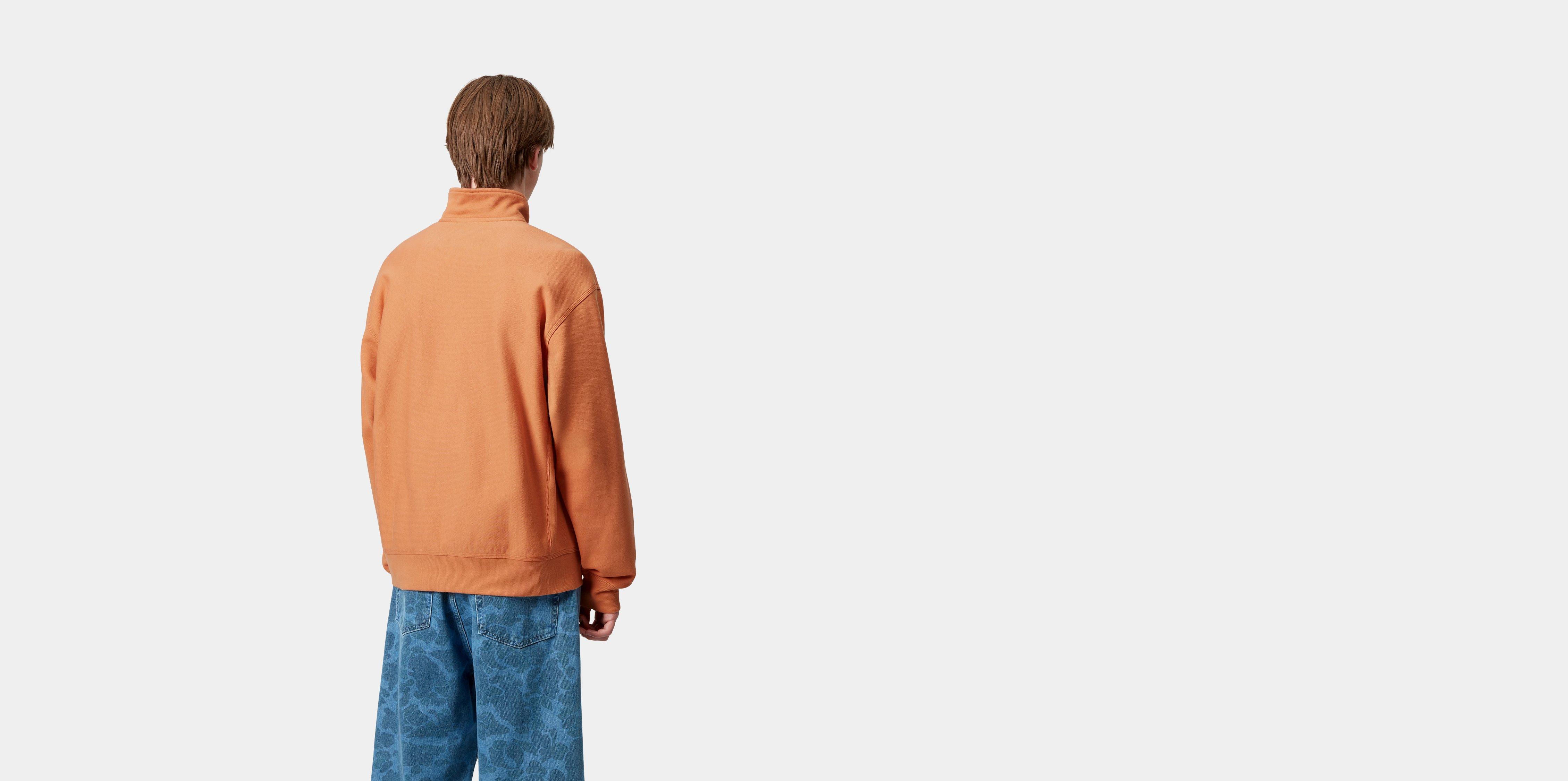 Carhartt WIP Half Zip American Script Sweatshirt in Orange