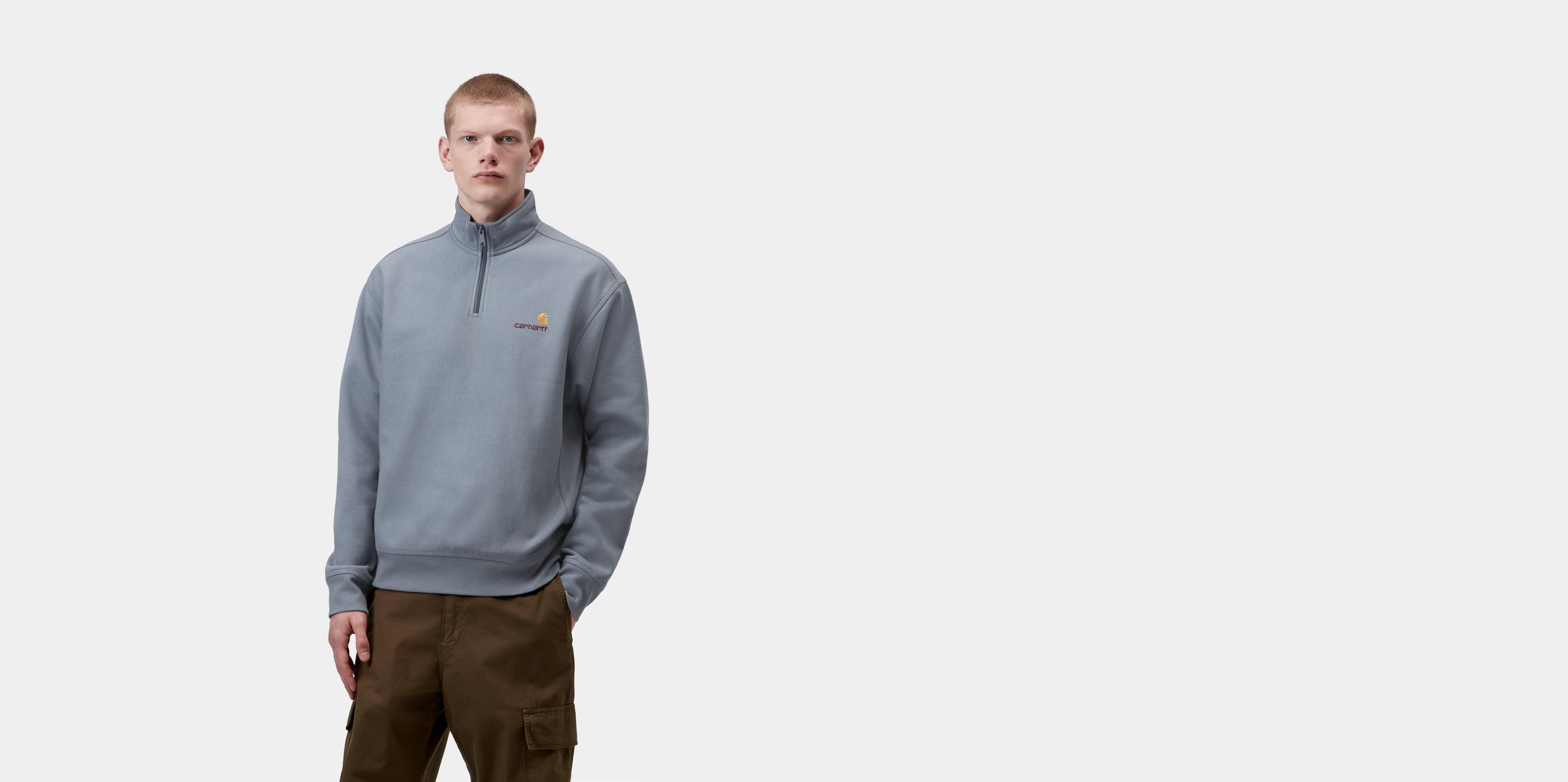 Carhartt WIP Half Zip American Script Sweatshirt Shady Blue | L | Men