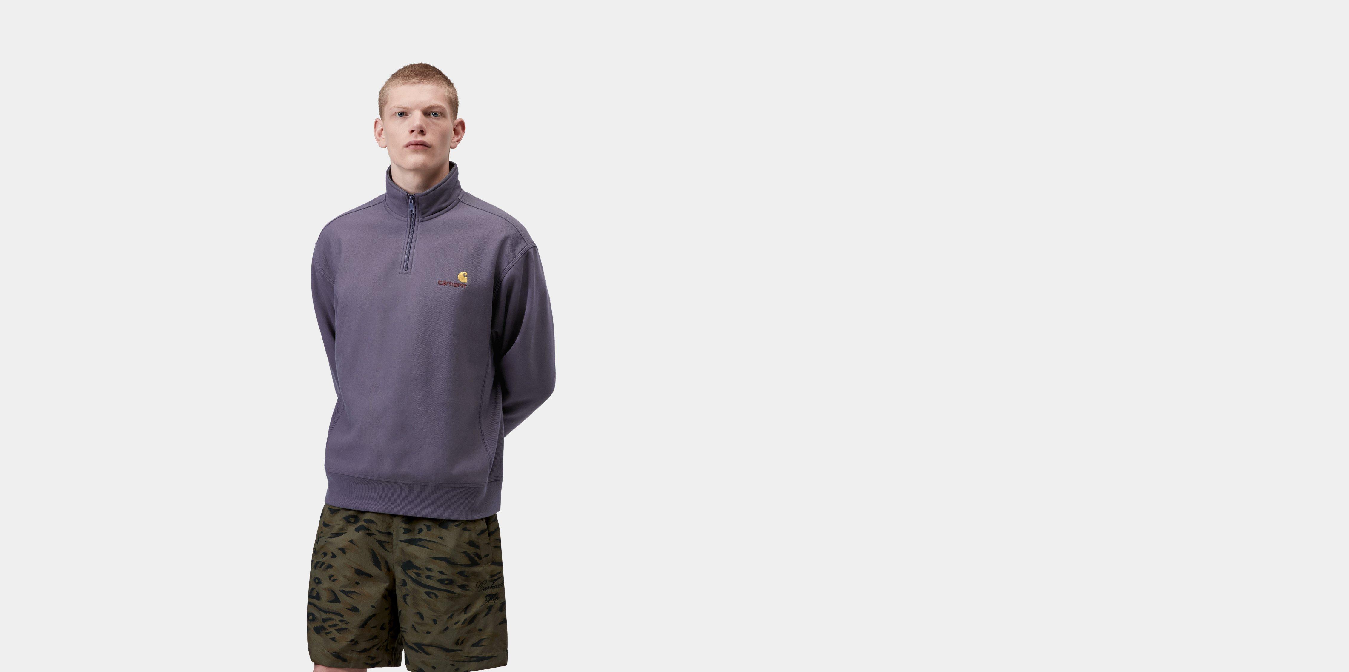 Carhartt WIP Half Zip American Script Sweatshirt Shady Purple | M | Men