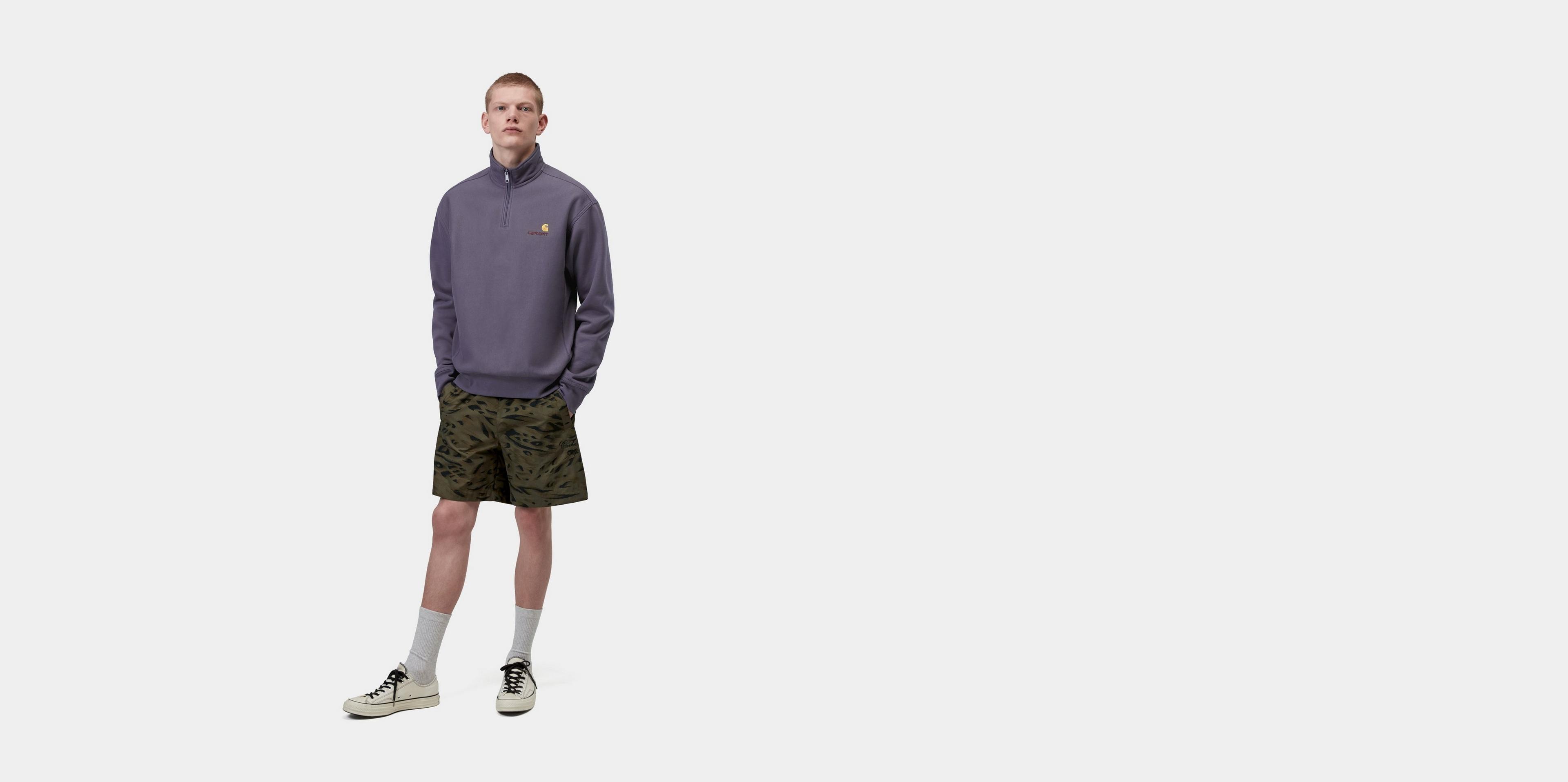 Carhartt WIP Half Zip American Script Sweatshirt, Shady Purple