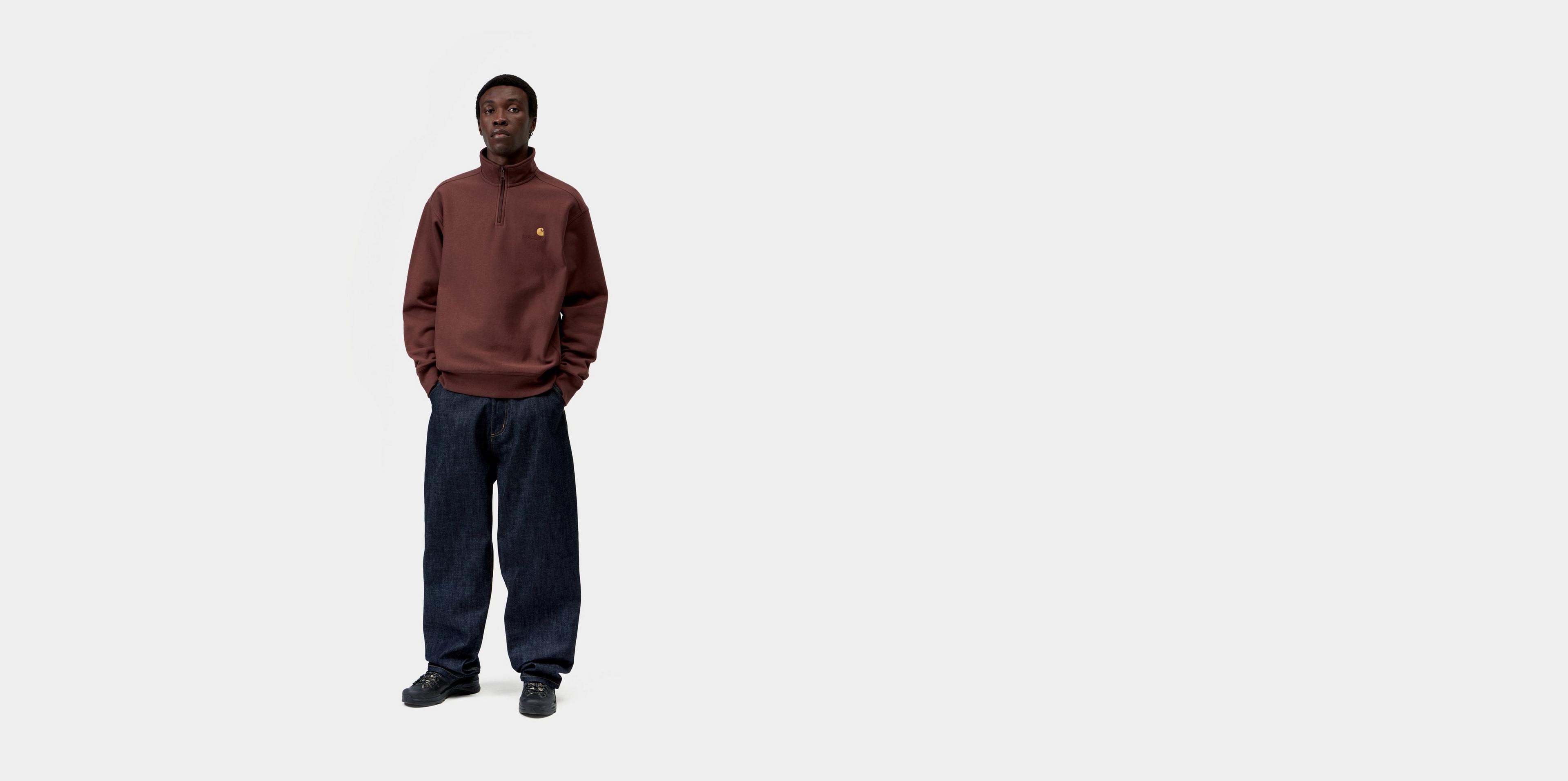 Carhartt WIP Half Zip American Script Sweatshirt, Amarone