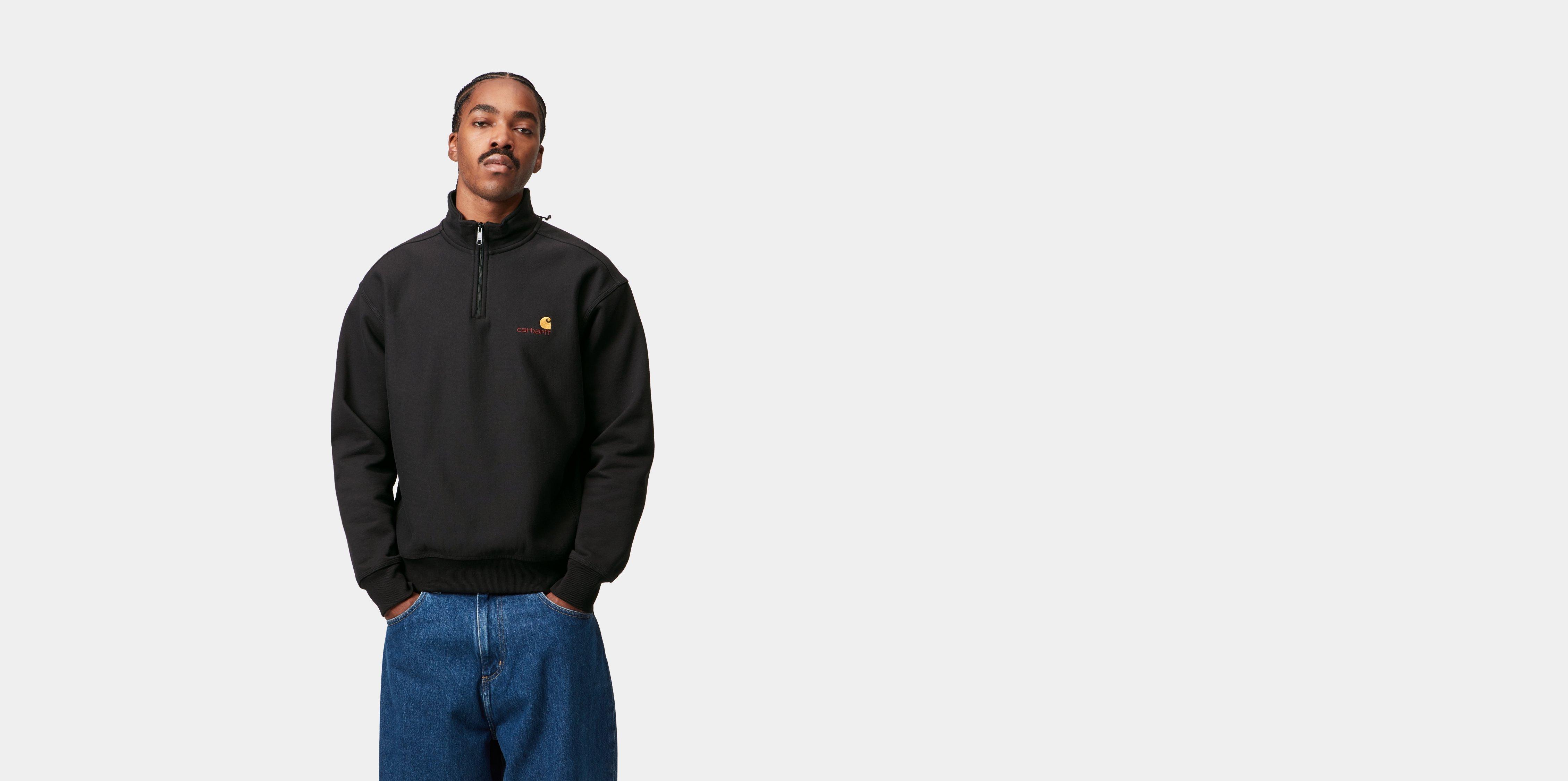 Carhartt WIP Half Zip American Script Sweatshirt Black | XXL | Men