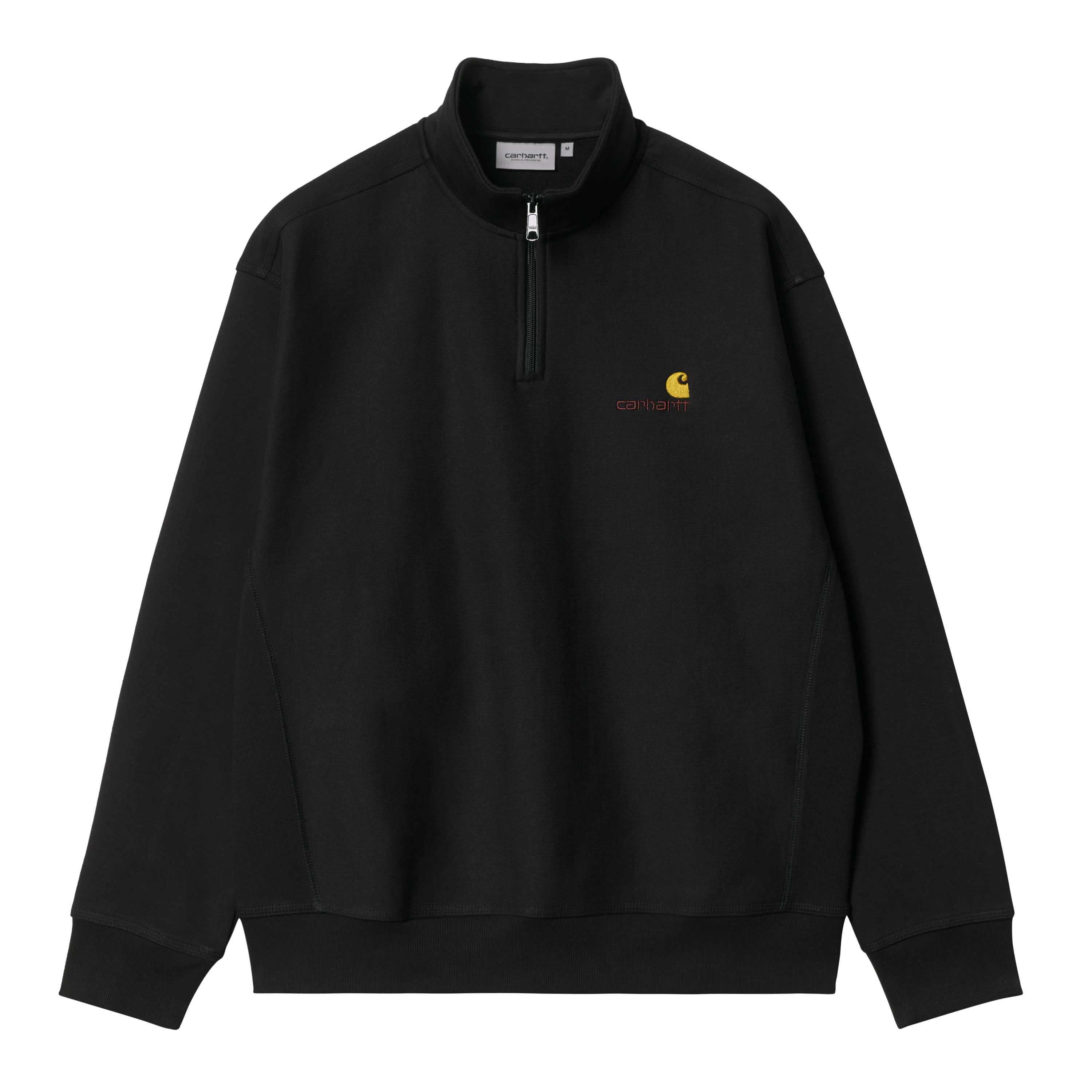 Carhartt WIP Half Zip American Script Sweatshirt in Black