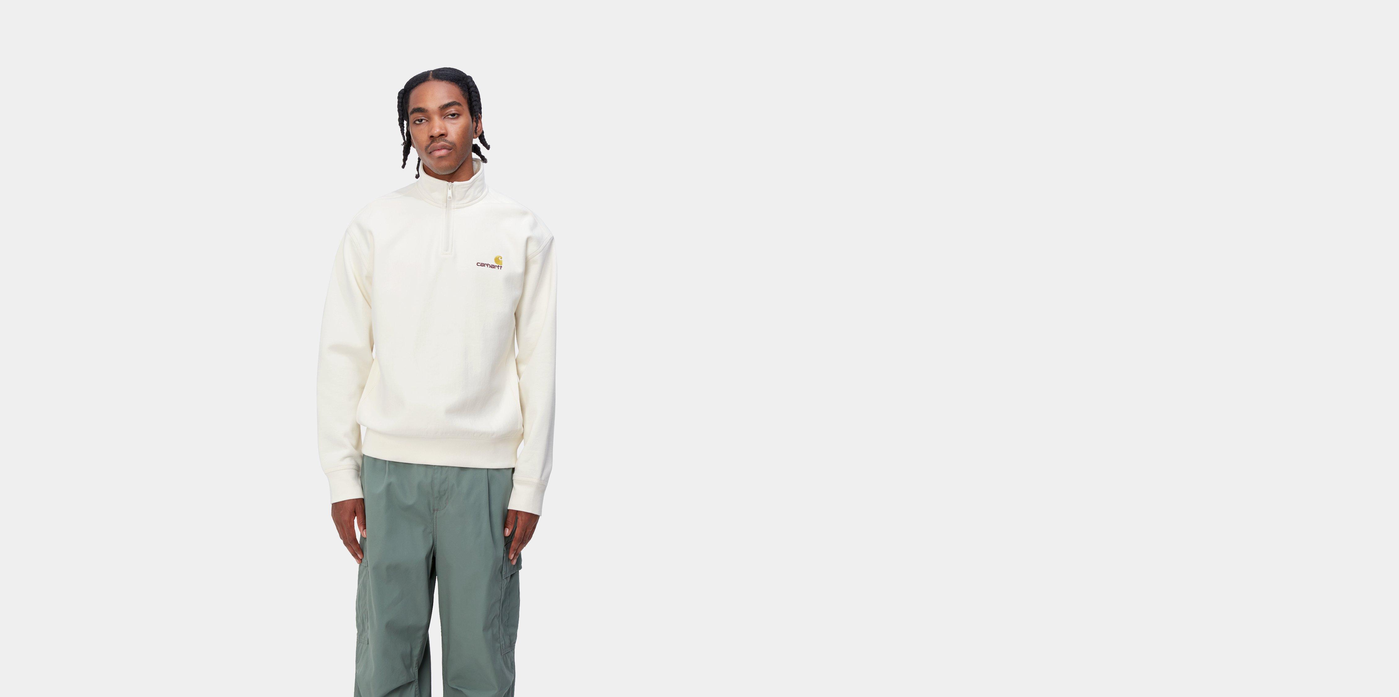 Carhartt WIP Half Zip American Script Sweatshirt Wax | white | S | Men