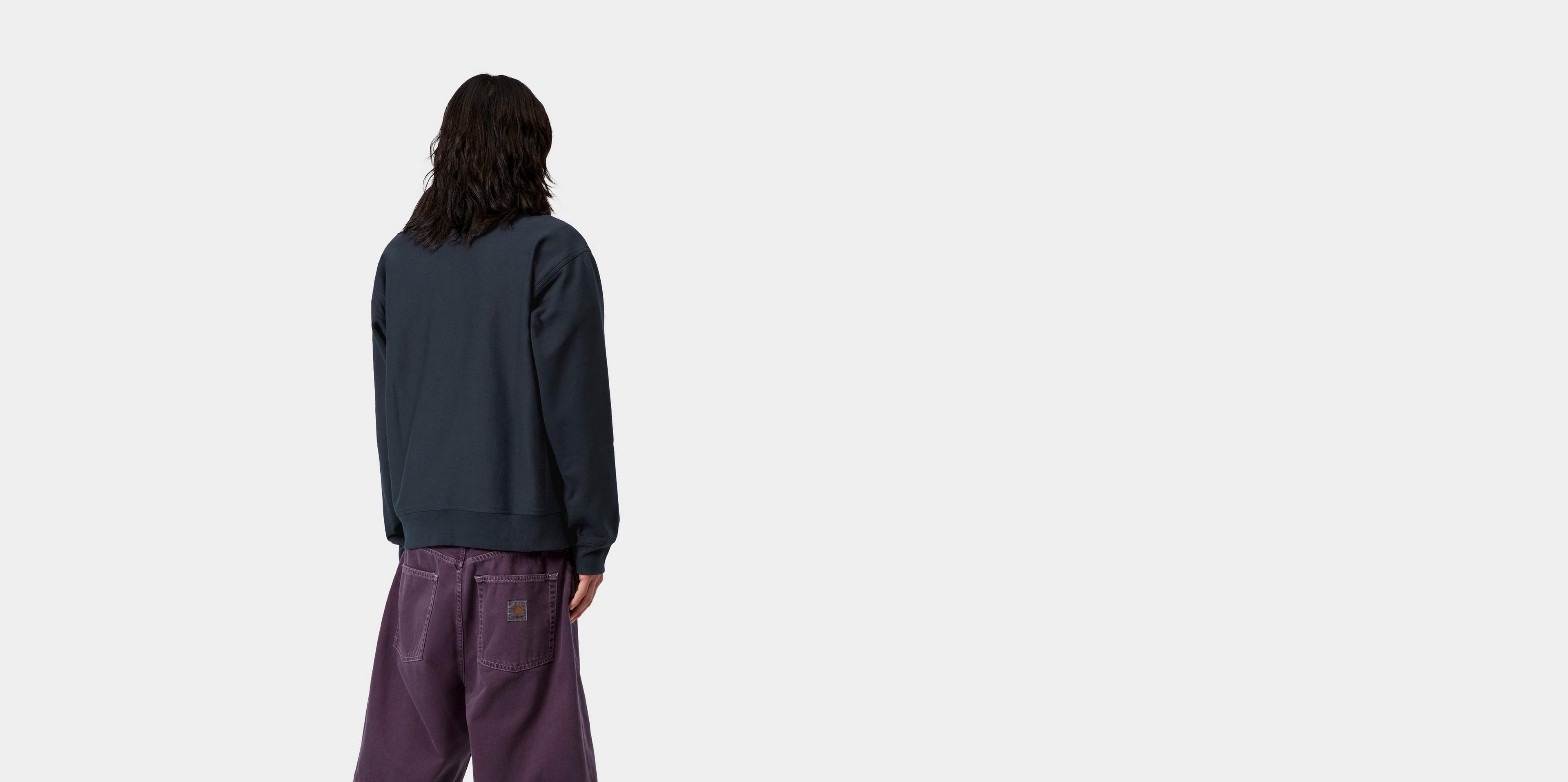 Carhartt WIP Half Zip American Script Sweatshirt, Deep Night