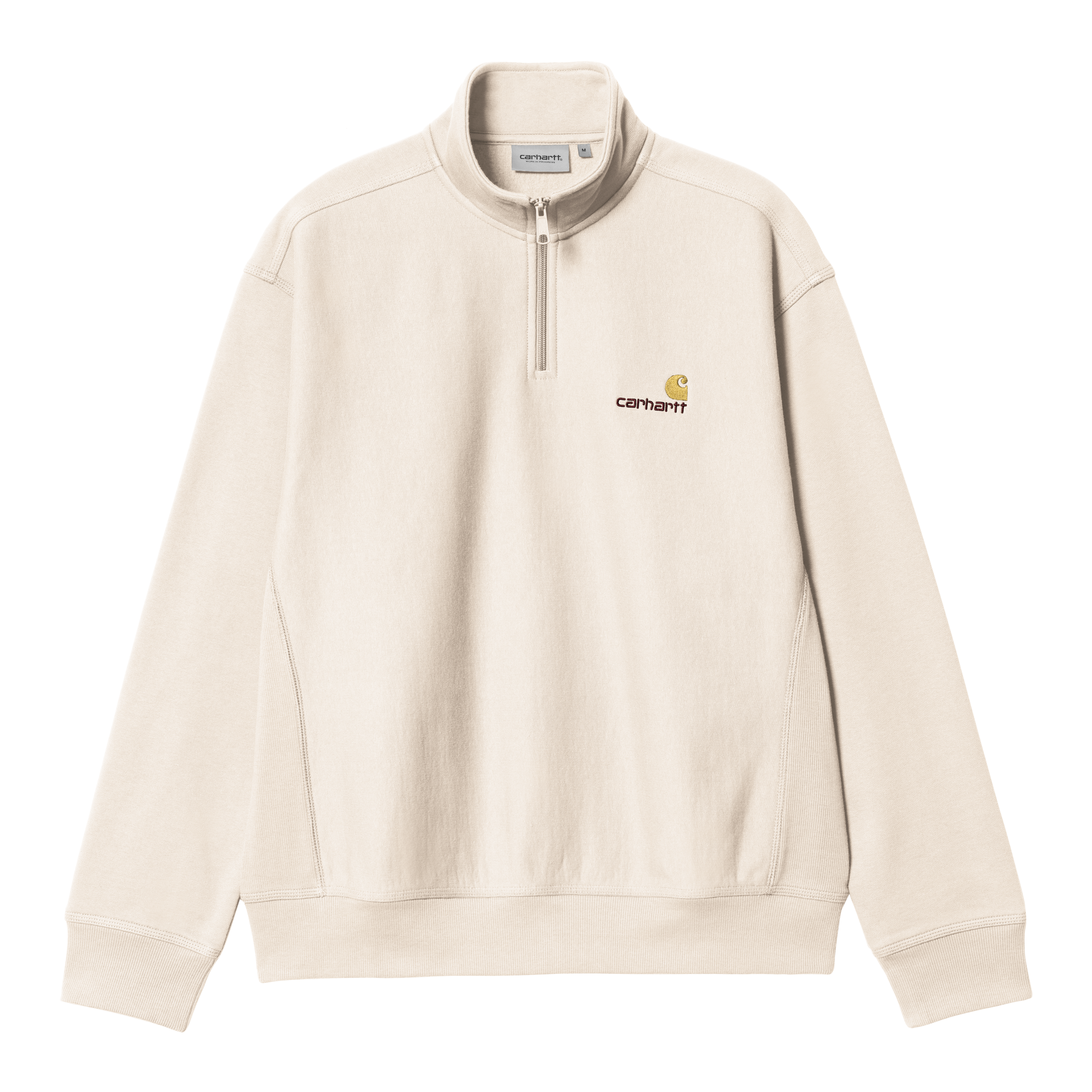 Carhartt WIP Half Zip American Script Sweatshirt in Beige