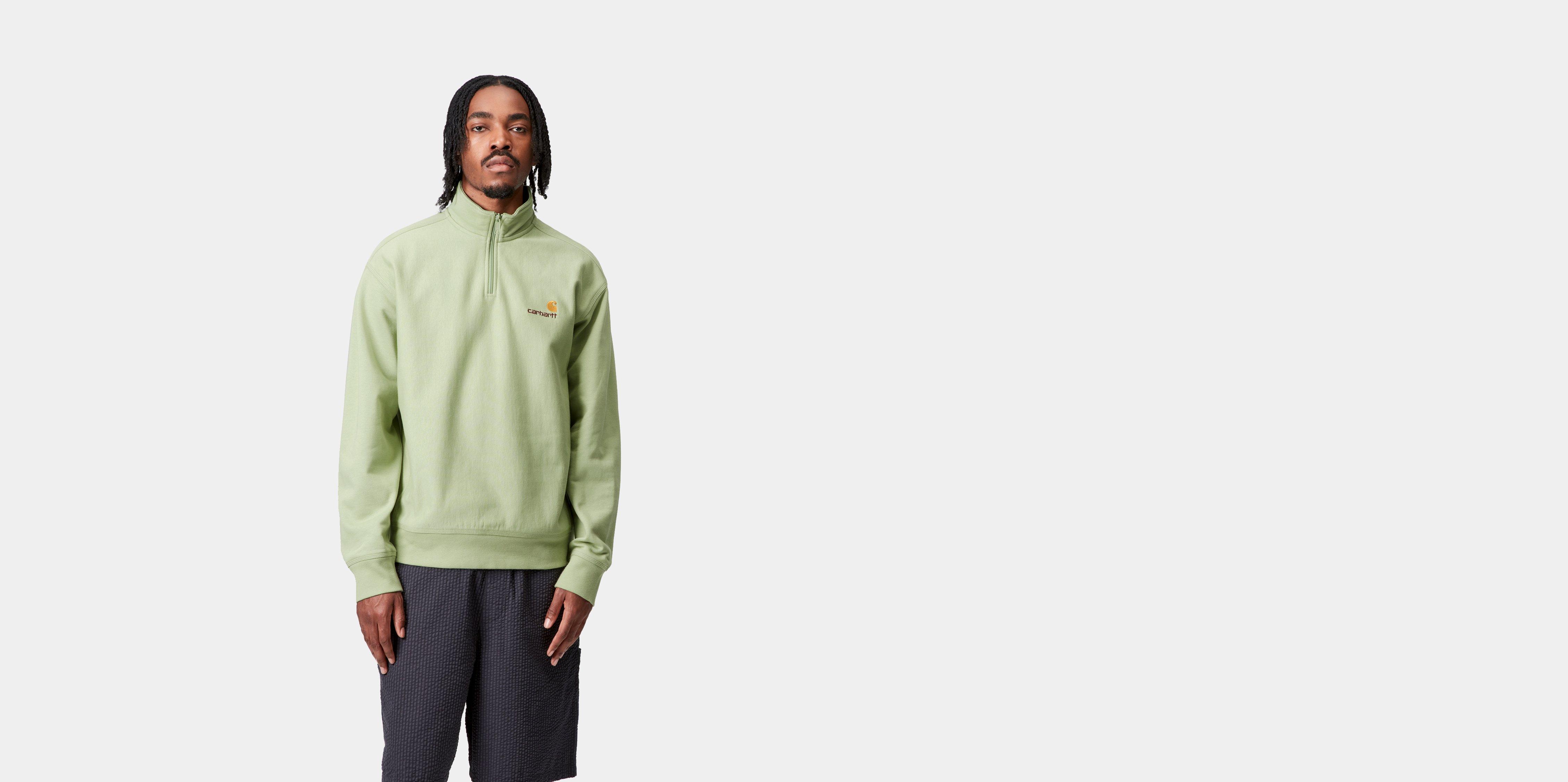 Carhartt WIP Half Zip American Script Sweatshirt in Grün