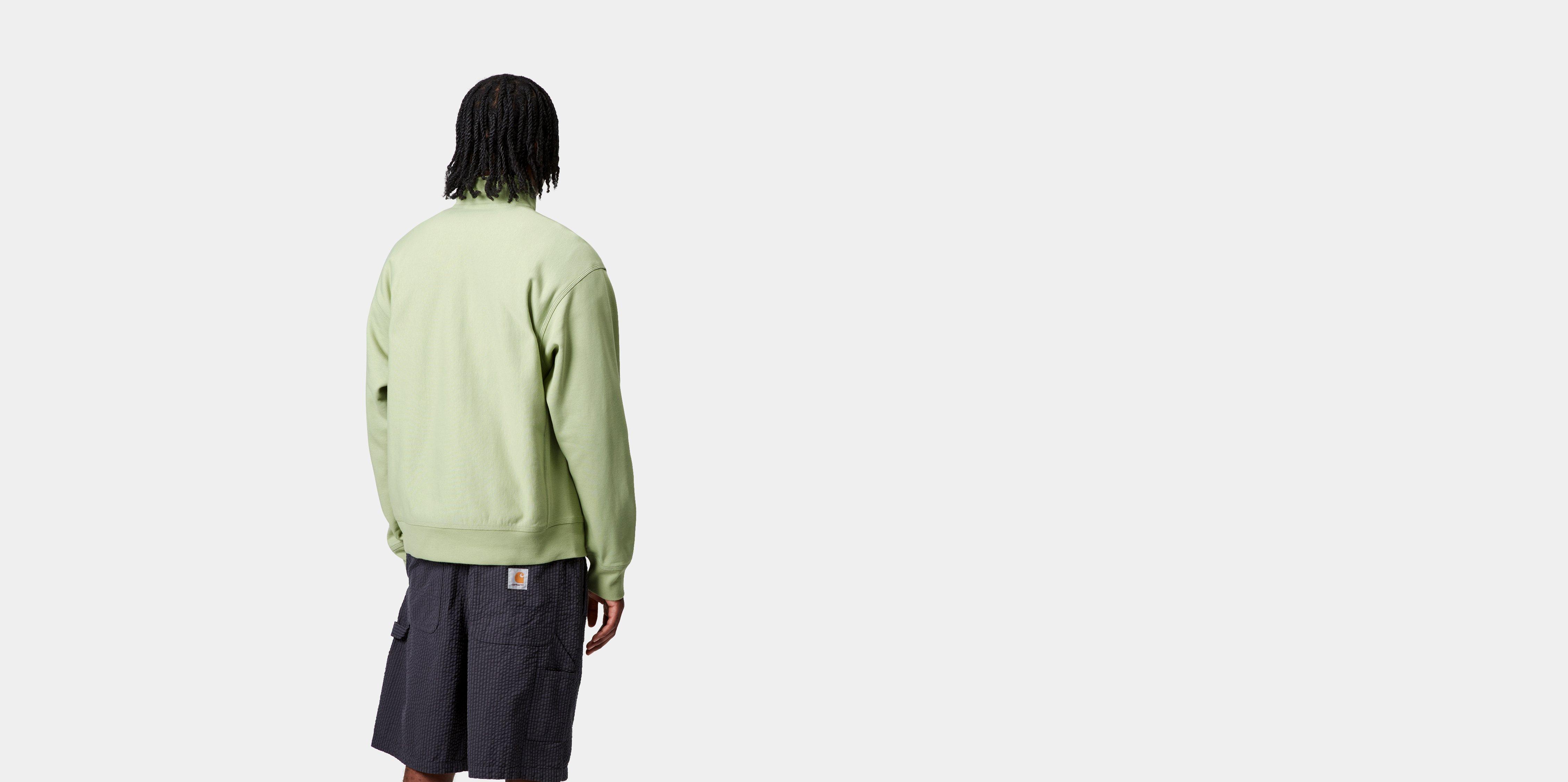 Carhartt WIP Half Zip American Script Sweatshirt in Grün