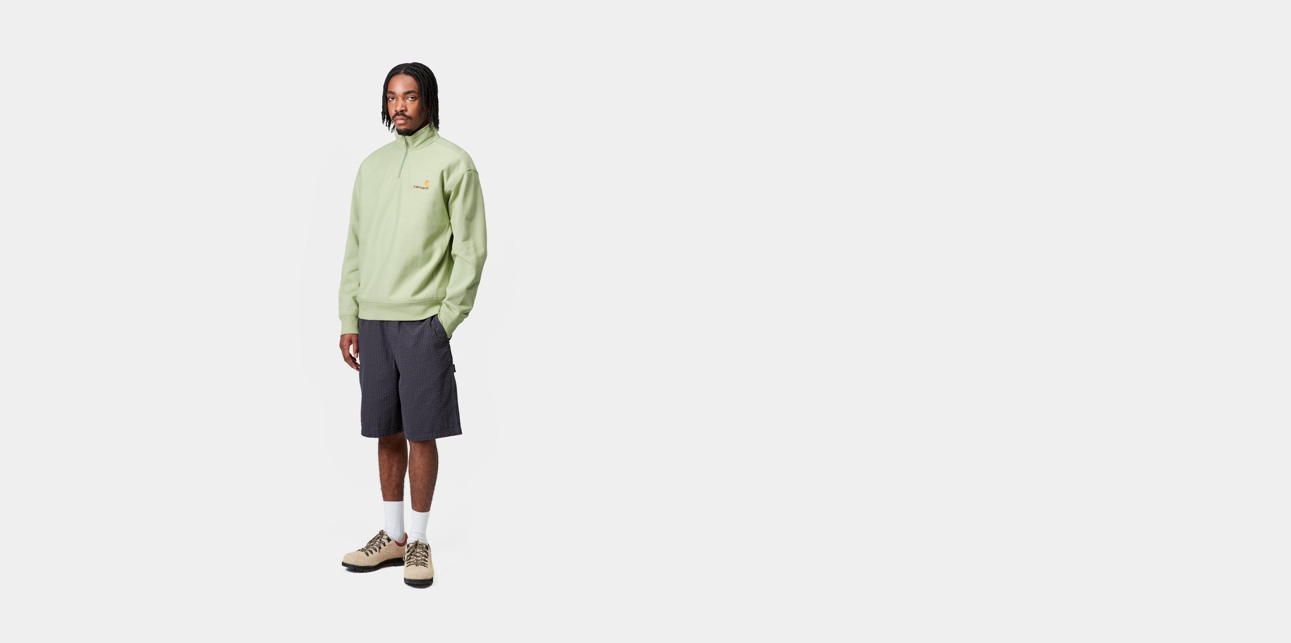 Carhartt WIP Half Zip American Script Sweatshirt in Grün