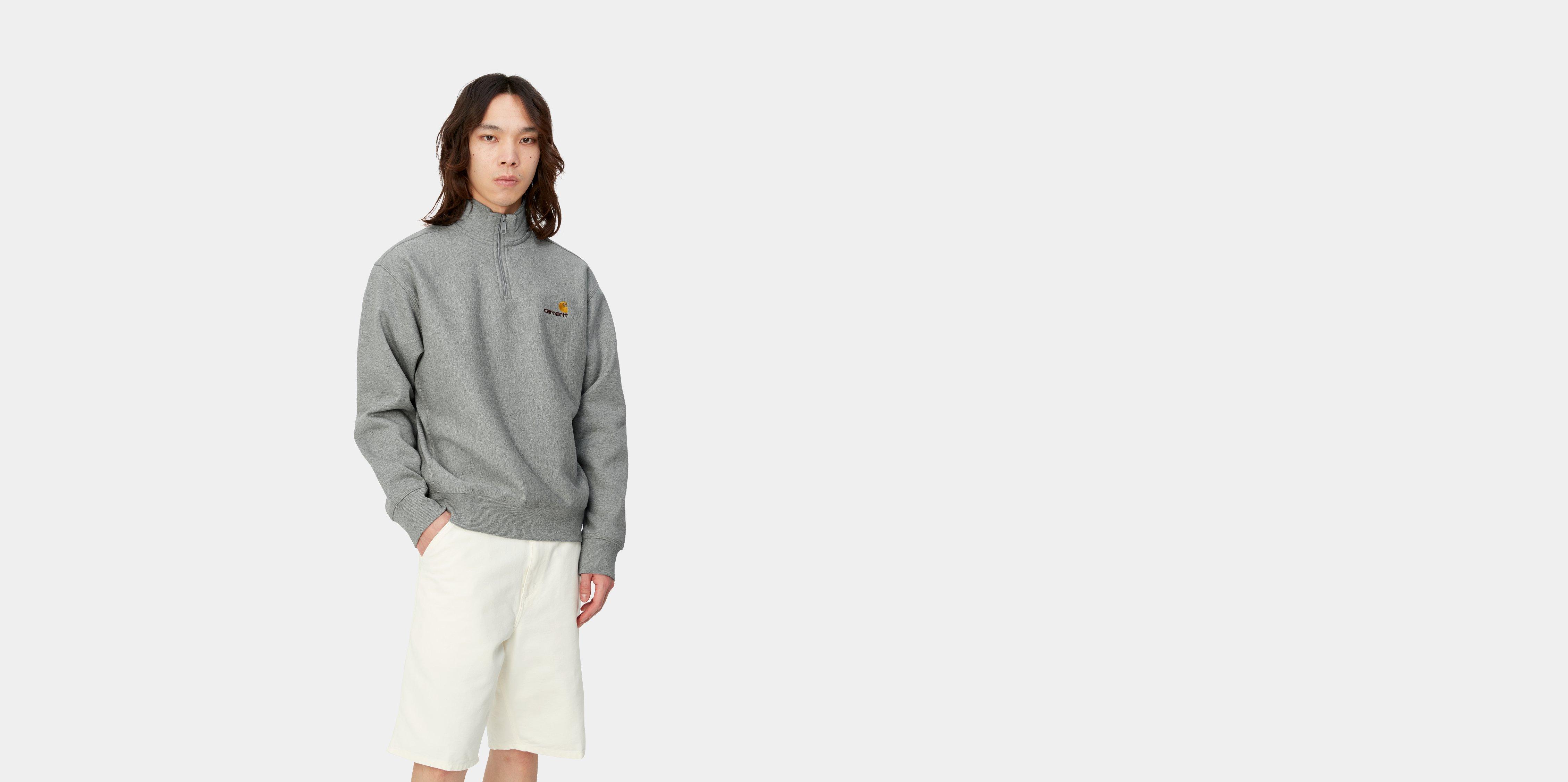 Carhartt WIP Half Zip American Script Sweatshirt, Grey