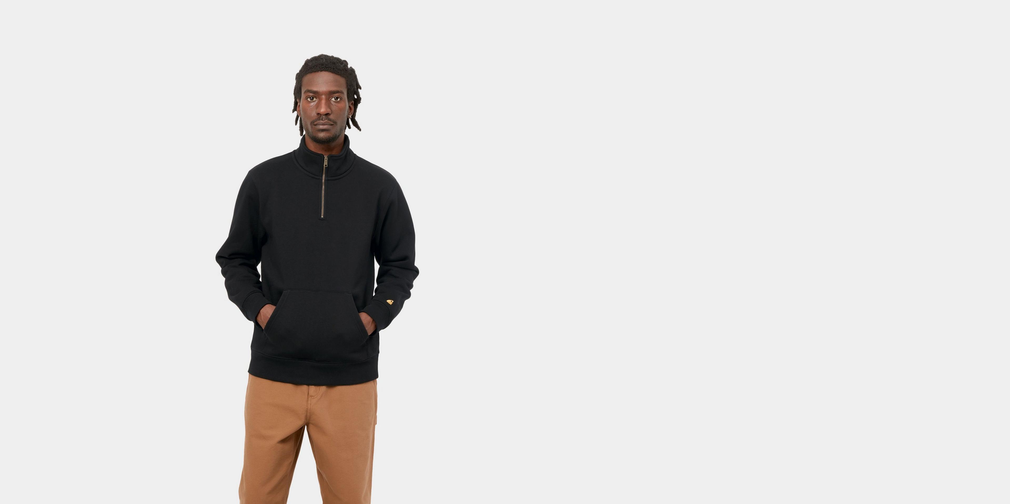 ★ドイツ発*carhartt WIP*新作*Chase Neck Zip スウェット/BL★ Carhartt WIP Chase Neck Zip Sweatshirt, Duck Blue / Gold