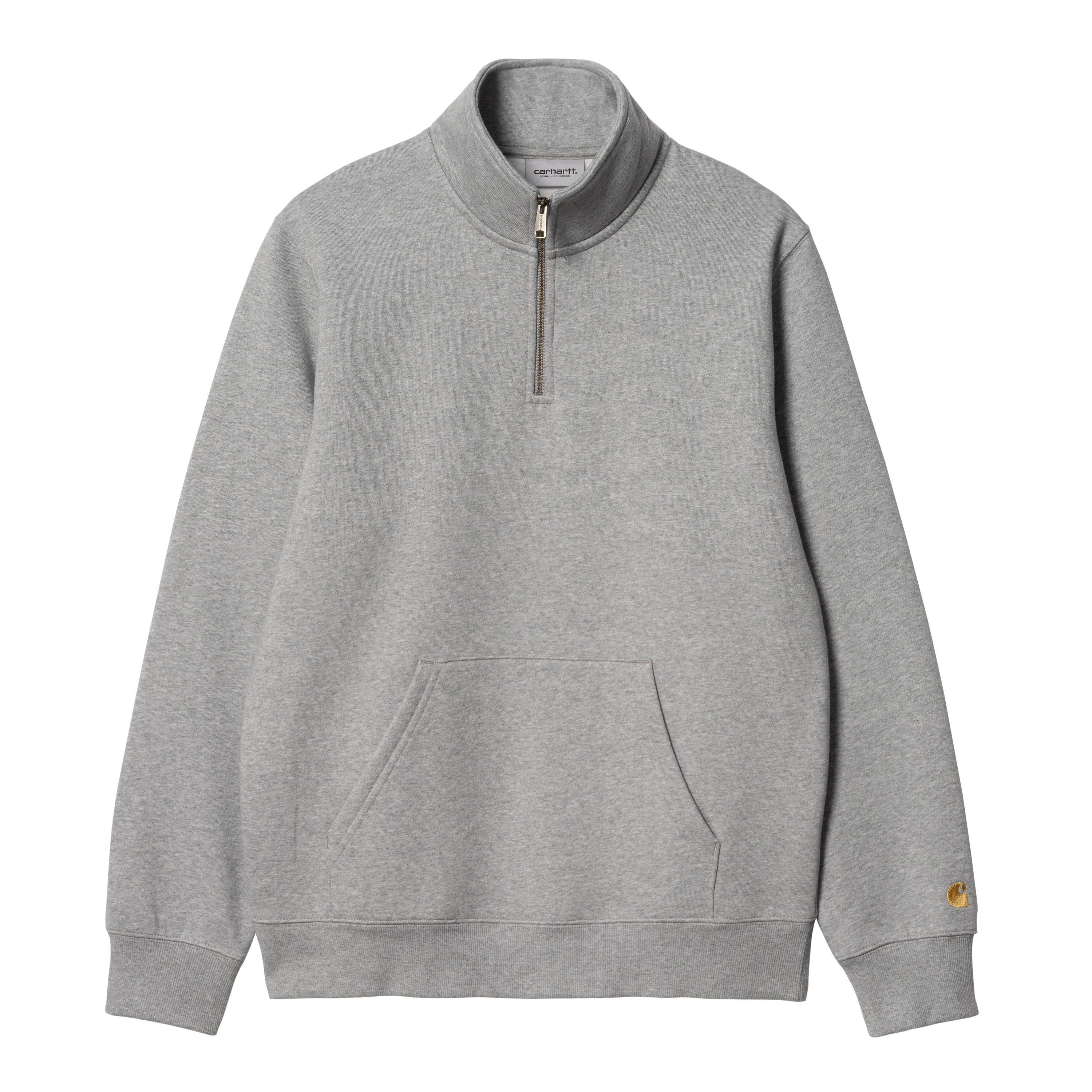 Carhartt WIP Chase Neck Zip Sweatshirt Grey Heather Gold Official Online Store