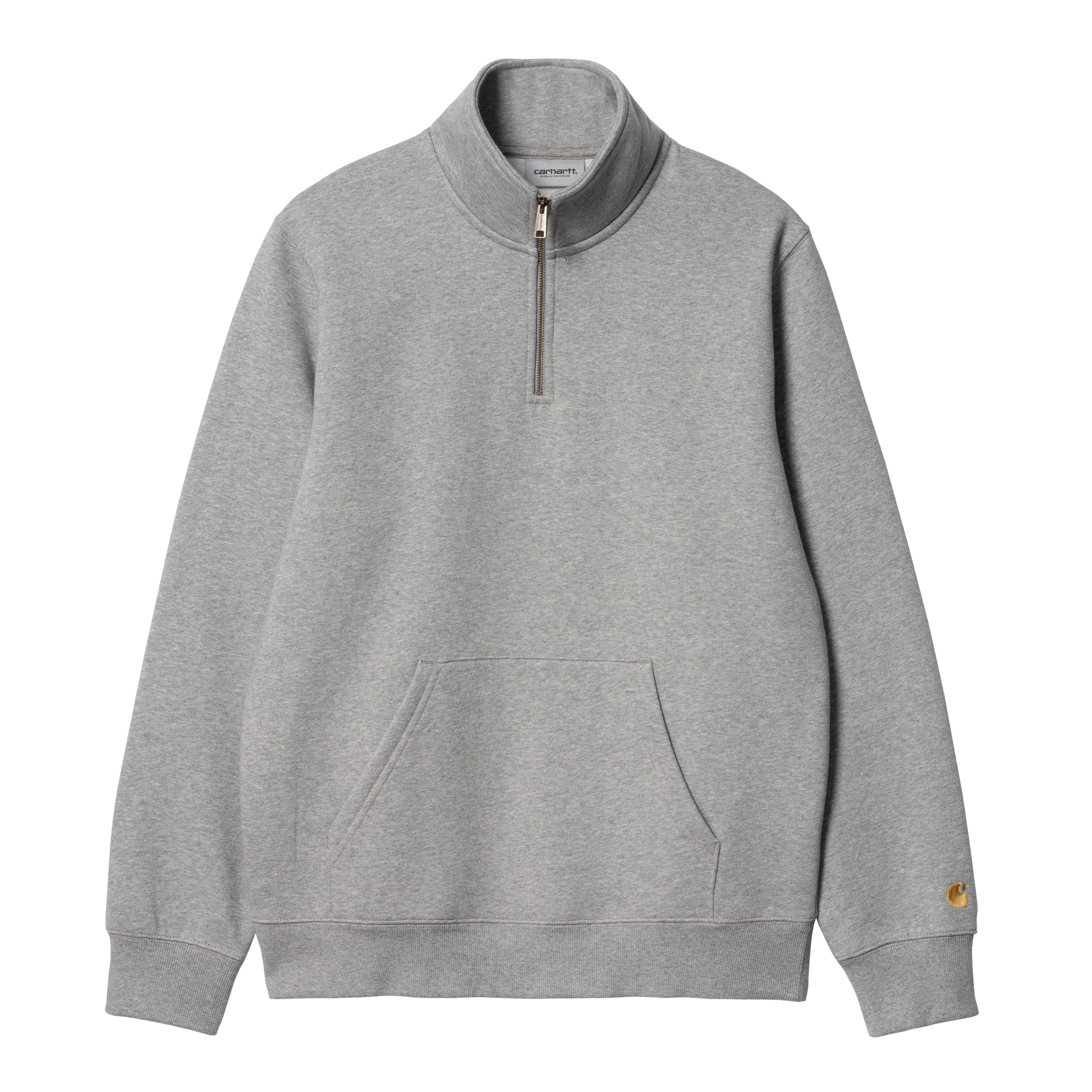★ドイツ発*carhartt WIP*新作*Chase Neck Zip スウェット/GH★ Carhartt WIP Chase Neck Zip Sweatshirt, Grey Heather / Gold