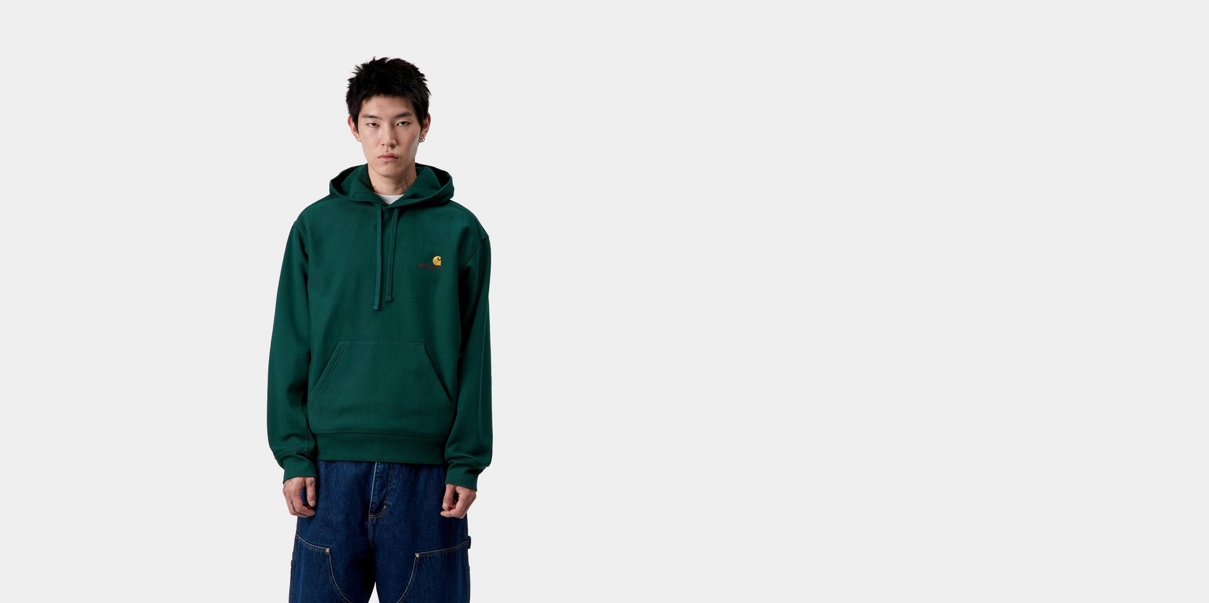 Carhartt WIP Hooded American Script Sweatshirt, Dark Fir